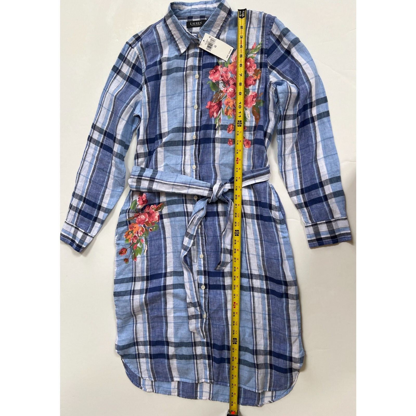 Lauren Ralph Lauren Ralph Lauren Floral & Plaid Linen Shirtdress Women's Size 12 Size XL / US 12-14 / IT 48-50 - 7 Thumbnail