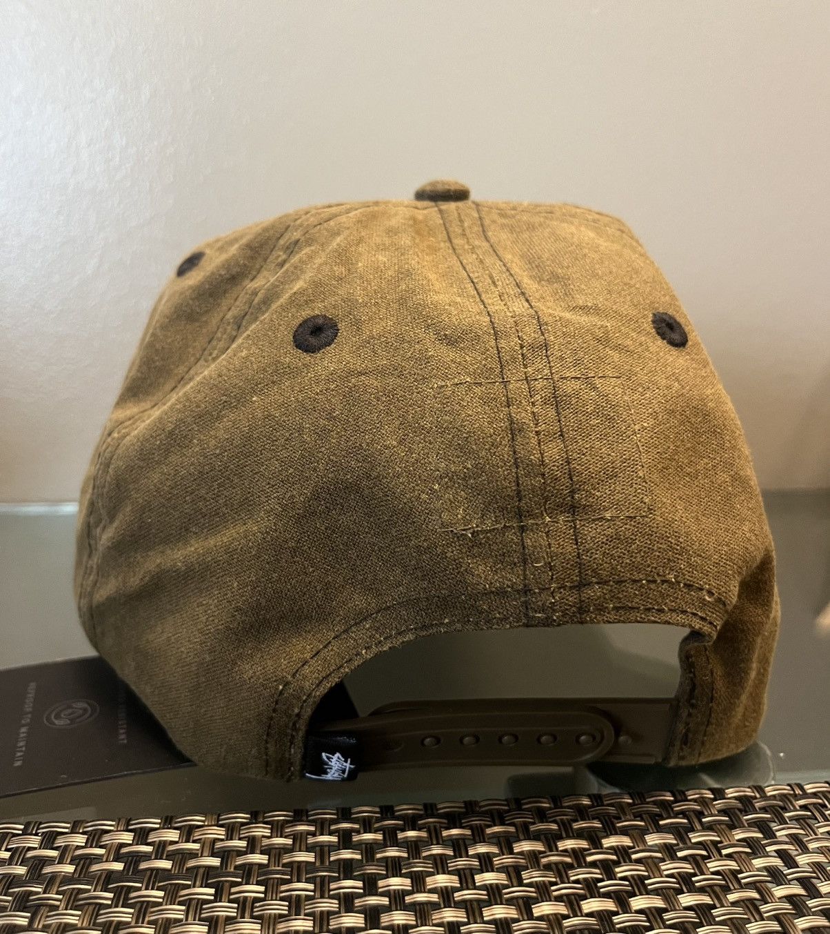 2026 Stussy brown workgear waxed snapback mid depth hat cap