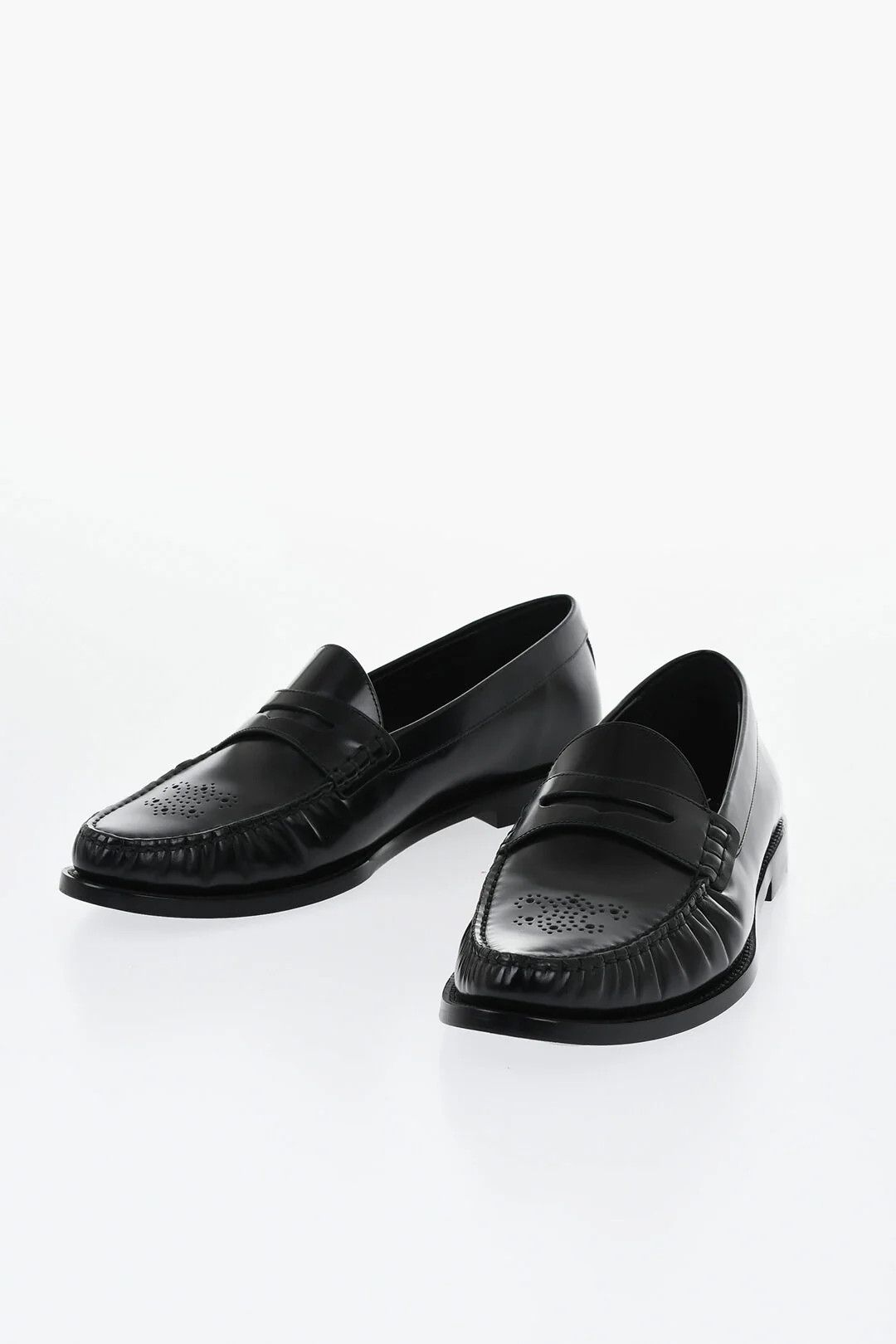 Celine og1mm0426 Brushed-Leather Penny Moccasins in Black Size US 8 / EU 41 - 3 Thumbnail