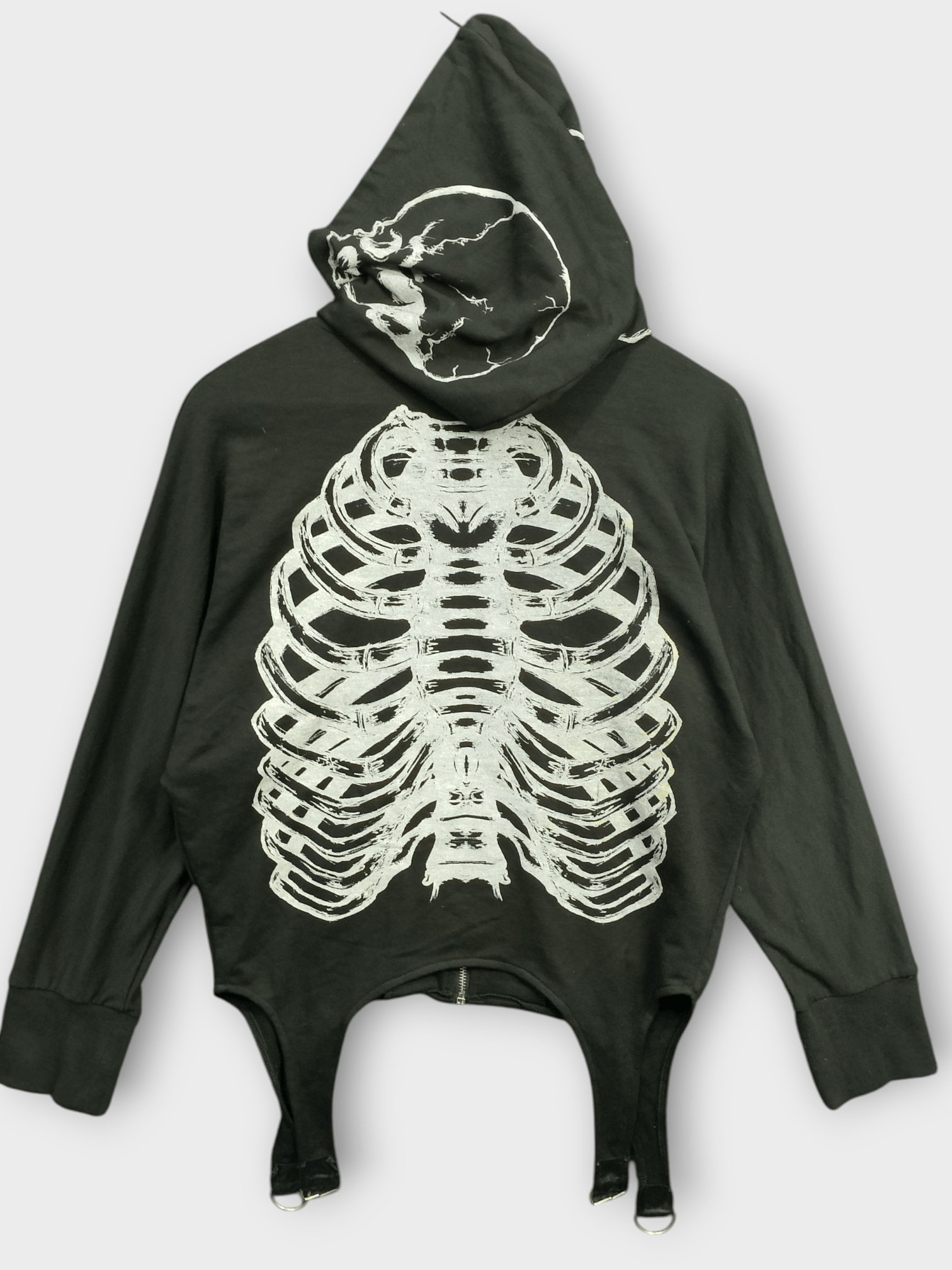 Japanese Brand GLAD NEWS Skeleton Zip Hoodie Harajuku Punk Gothic Y2K Size US M / EU 48-50 / 2 - 2 Thumbnail