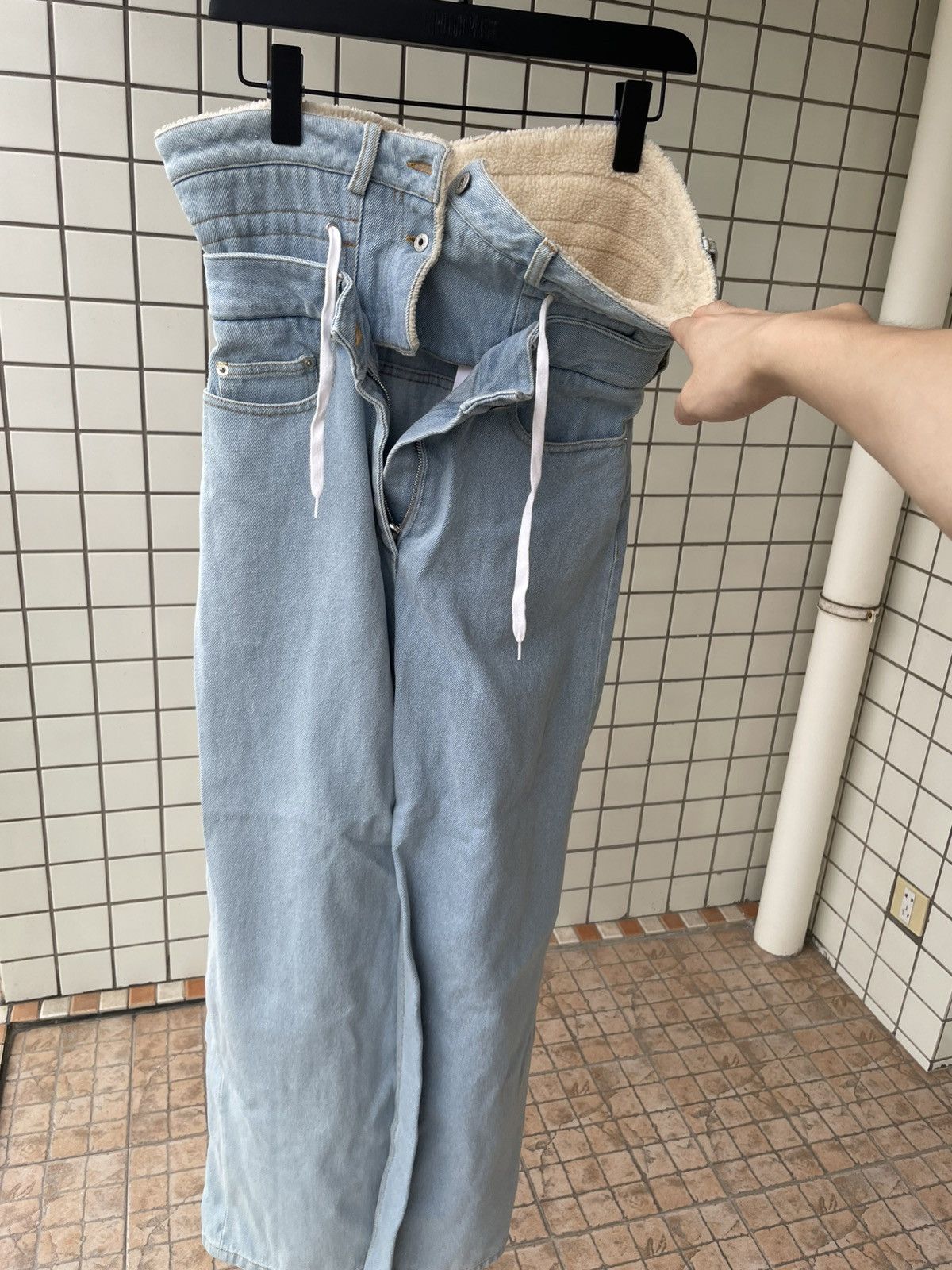 Y/Project shearling double waist jeans