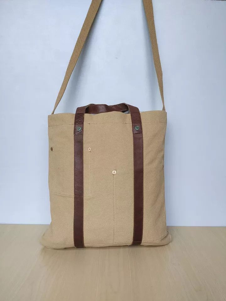 RRL Ralph Lauren RRL - Leather-Print Cotton-Canvas Tote Bag IFD-0002 Size ONE SIZE - 3 Thumbnail