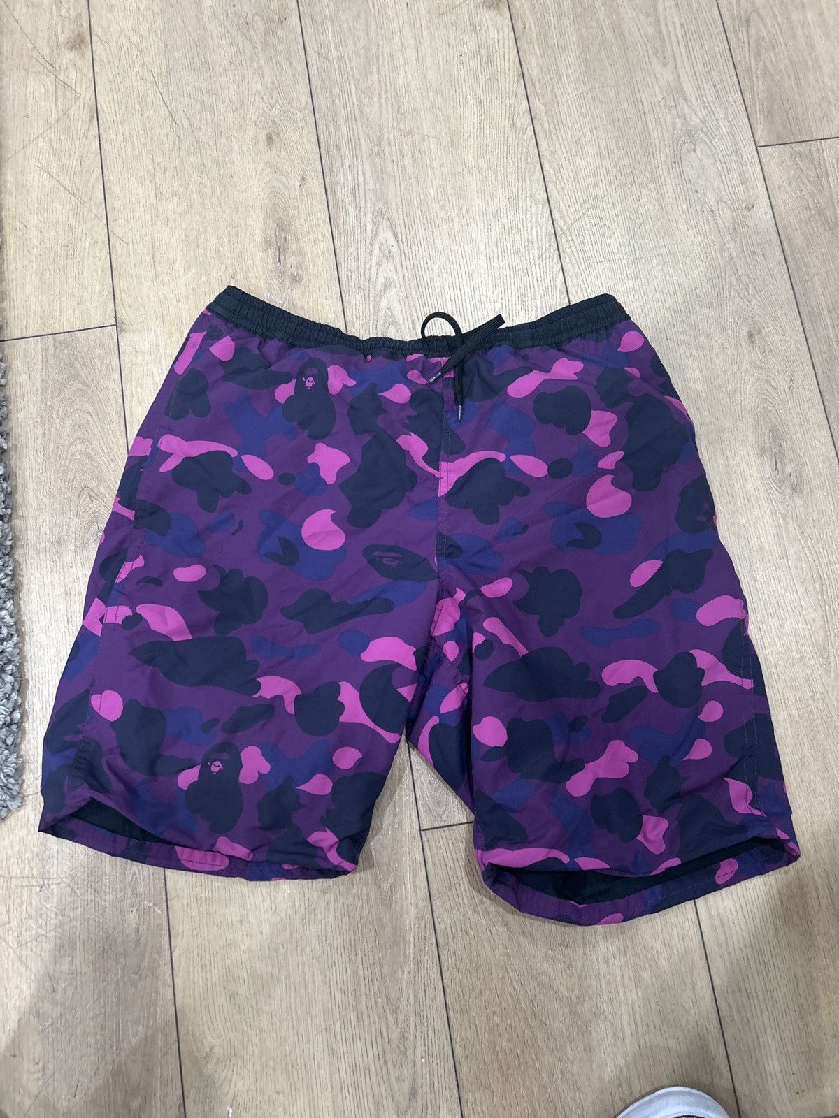 image of Bape Color Camo College Reversible Shorts in Purple, Men's (Size 38)