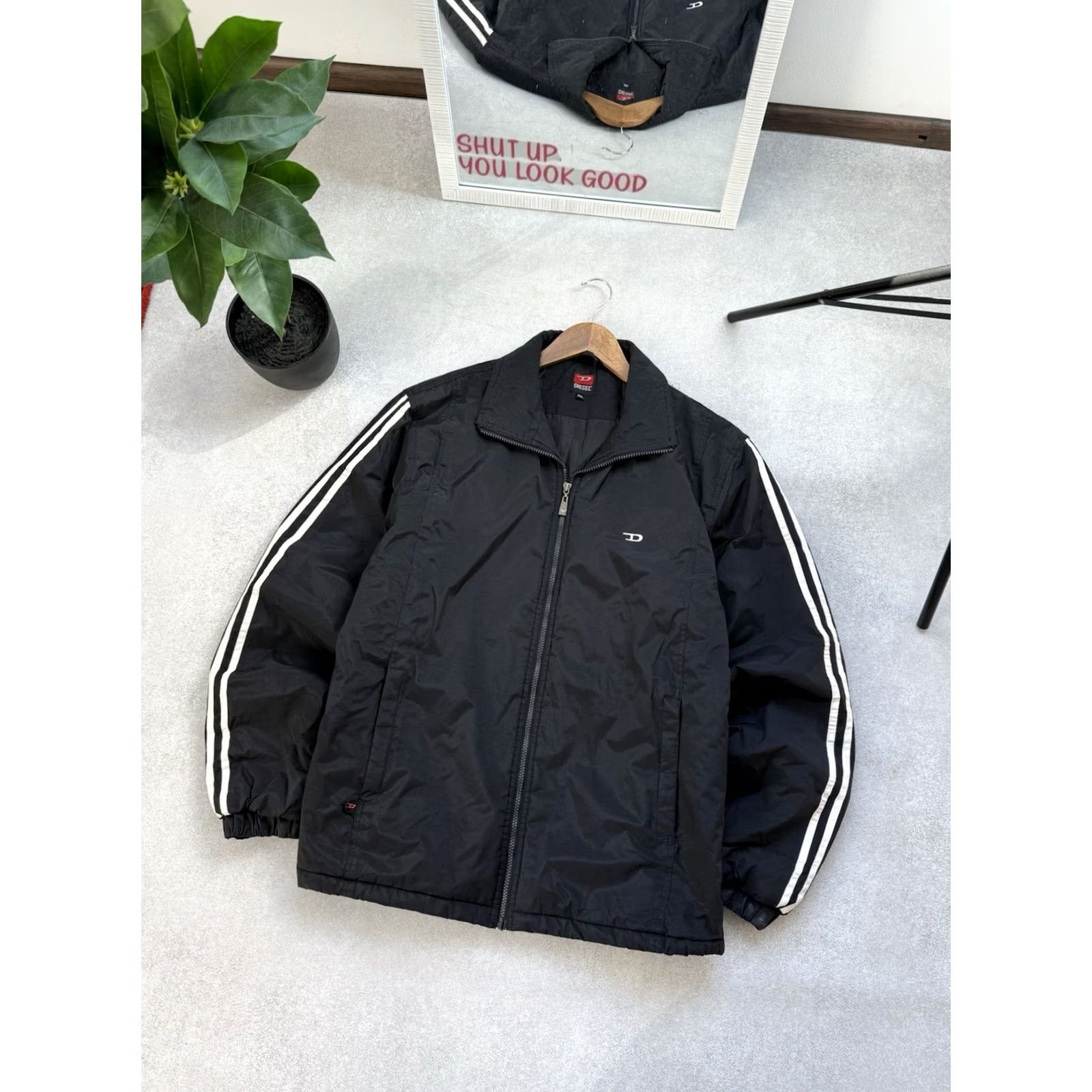 Diesel VINTAGE Diesel Bomber Jacket Distressed Black Nylon Men’s XL Logo Y2K 90s Size US XXL / EU 58 / 5 - 2 Thumbnail