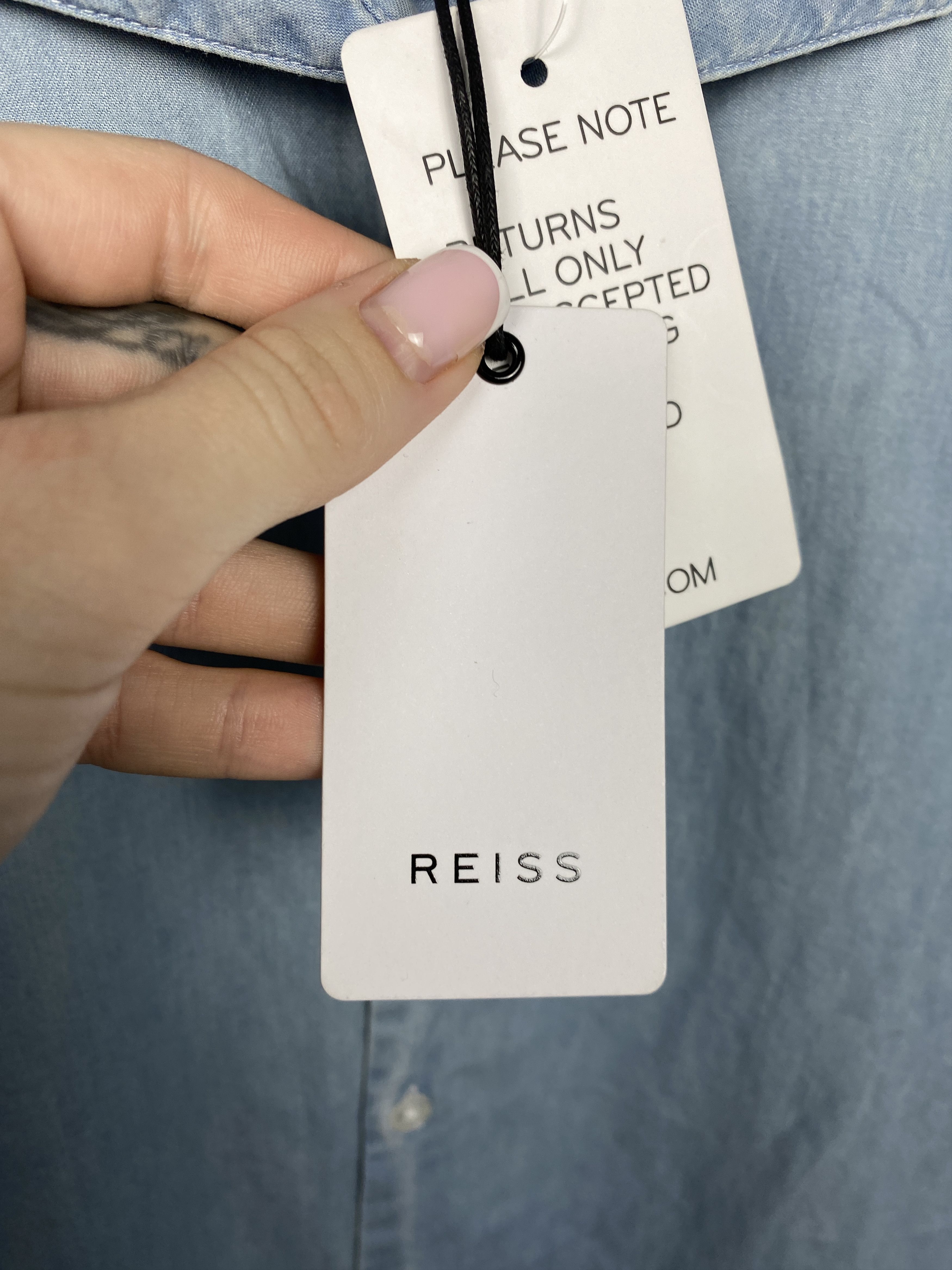Reiss NEW Reiss Mens Denim Long Sleeve Shirt Jeans Size US XL / EU 56 / 4 - 3 Thumbnail