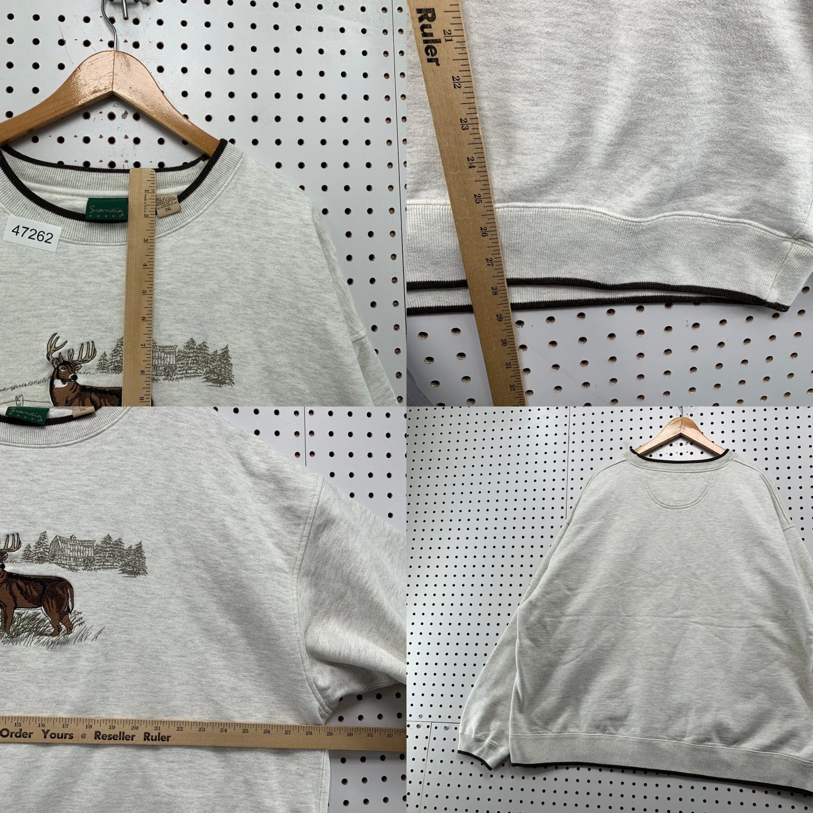 Vintage VINTAGE Scandia Woods Deer Sweatshirt Mens 3XL Gray Embroidered Fleece Outdoor Size US XXL / EU 58 / 5 - 8 Thumbnail