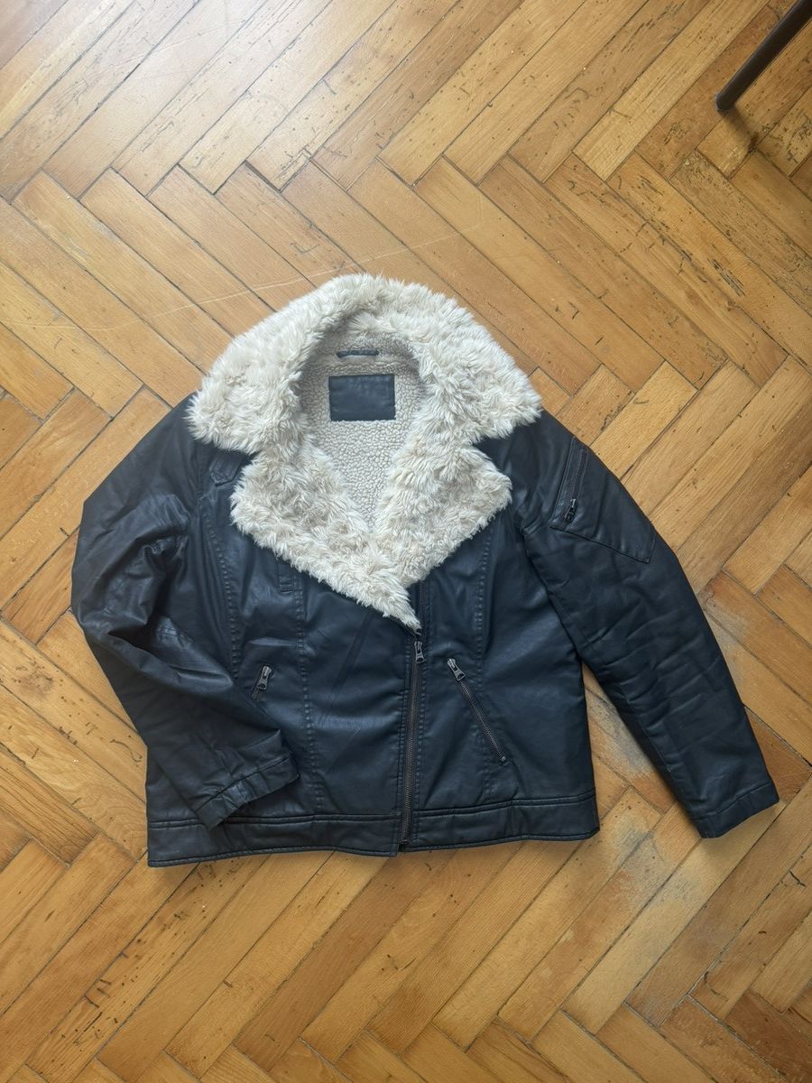Vintage Biker waxed denim jacket with fake fur Size US M / EU 48-50 / 2 - 1 Thumbnail
