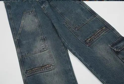 Jean High Street Vintage Wash Distressed Multi-Pocket Jeans Size US 32 / EU 48 - 5 Thumbnail