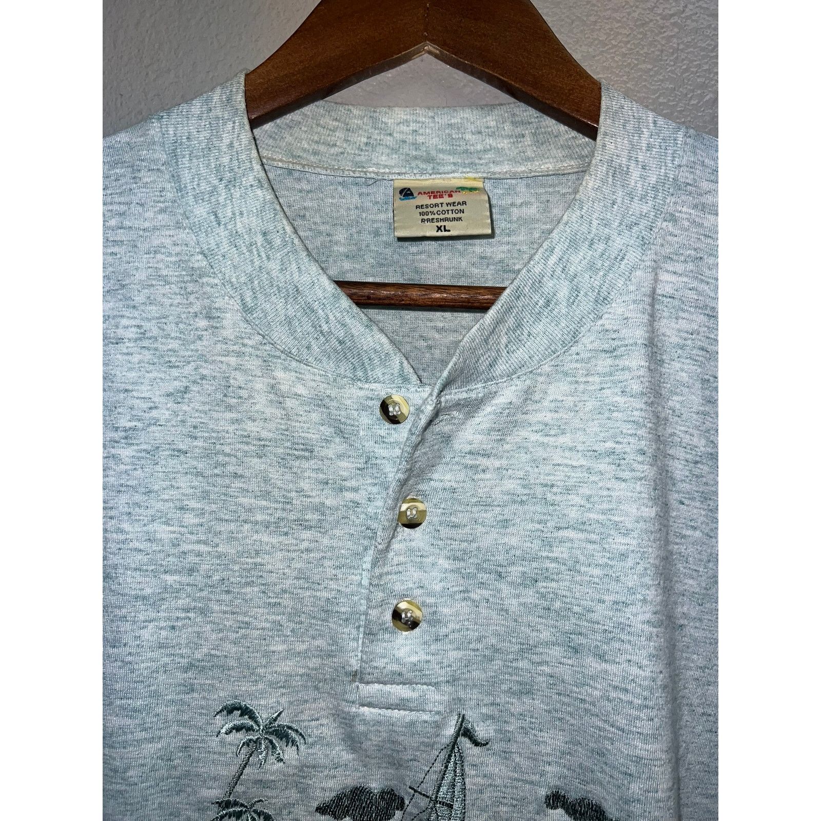 Vintage Vintage Dominica Shirt Sailboat 1/4 Button Down Tee 90s XL Size US XL / EU 56 / 4 - 4 Thumbnail