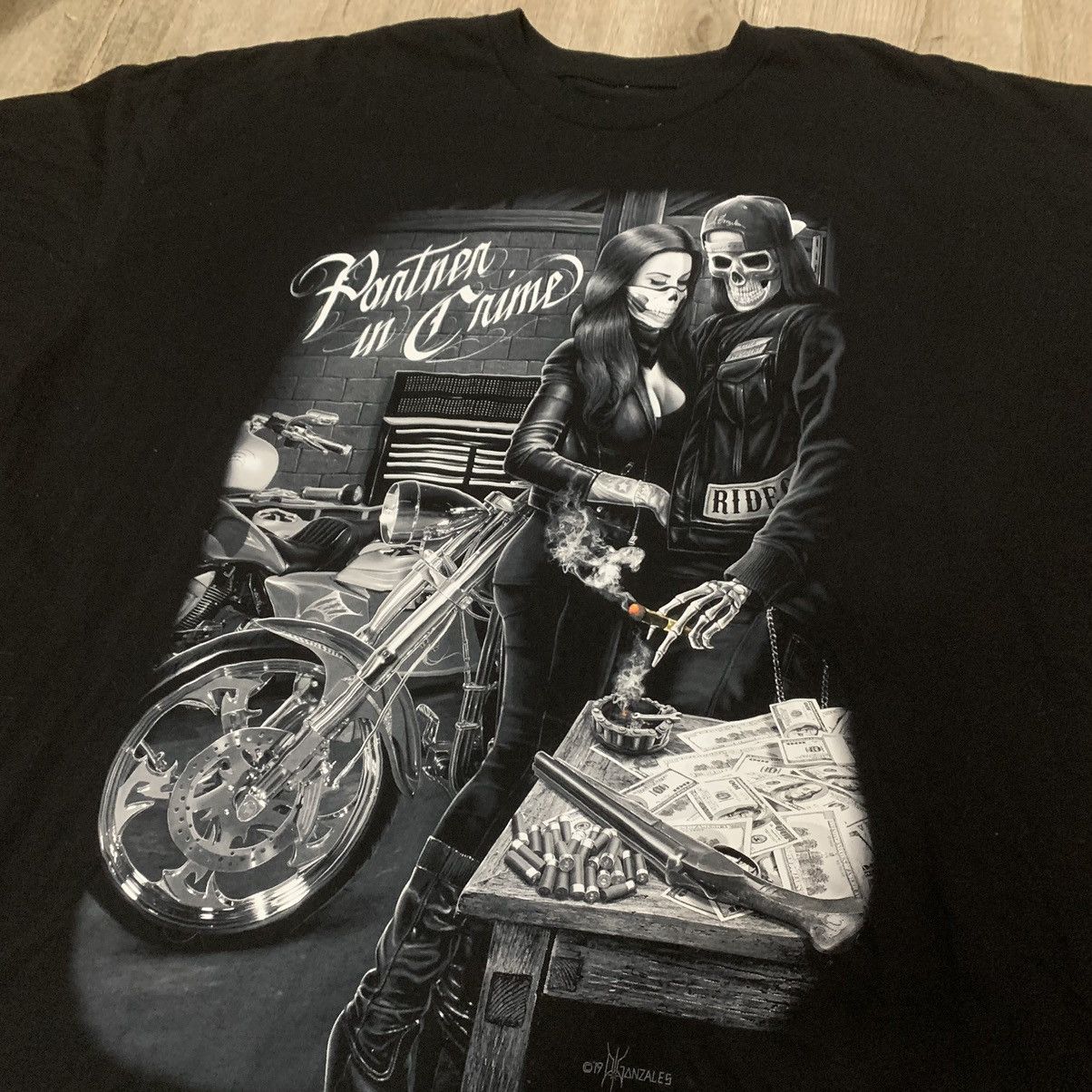 Other “Partner In Crime” Punk Skull Biker T-Shirt Size US XXL / EU 58 / 5 - 3 Thumbnail
