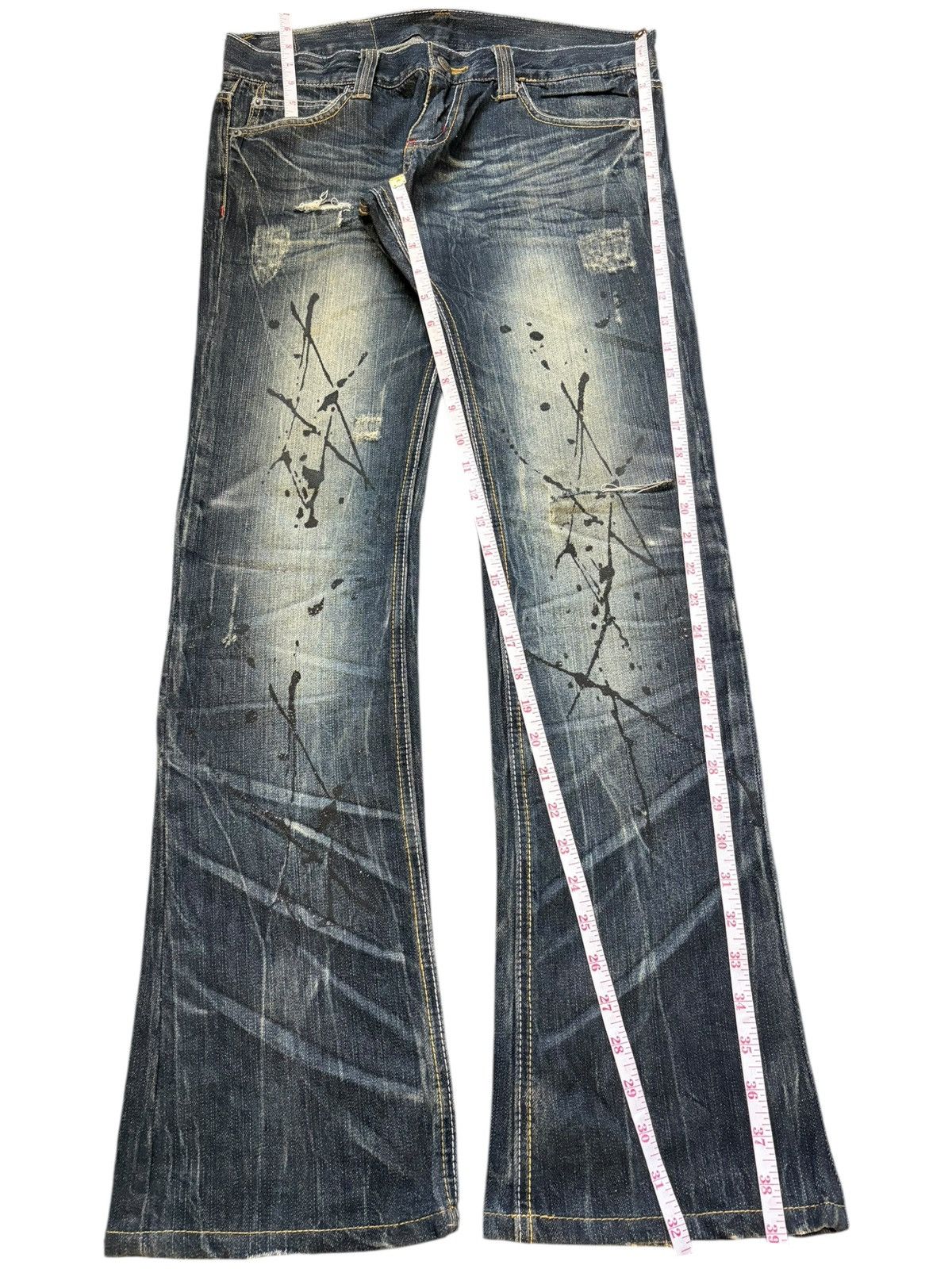 Tornado Mart Vintage Tornado Mart Painted Distress Low Rise Flare Jeans Size 32" / US 10 / IT 46 - 7 Thumbnail