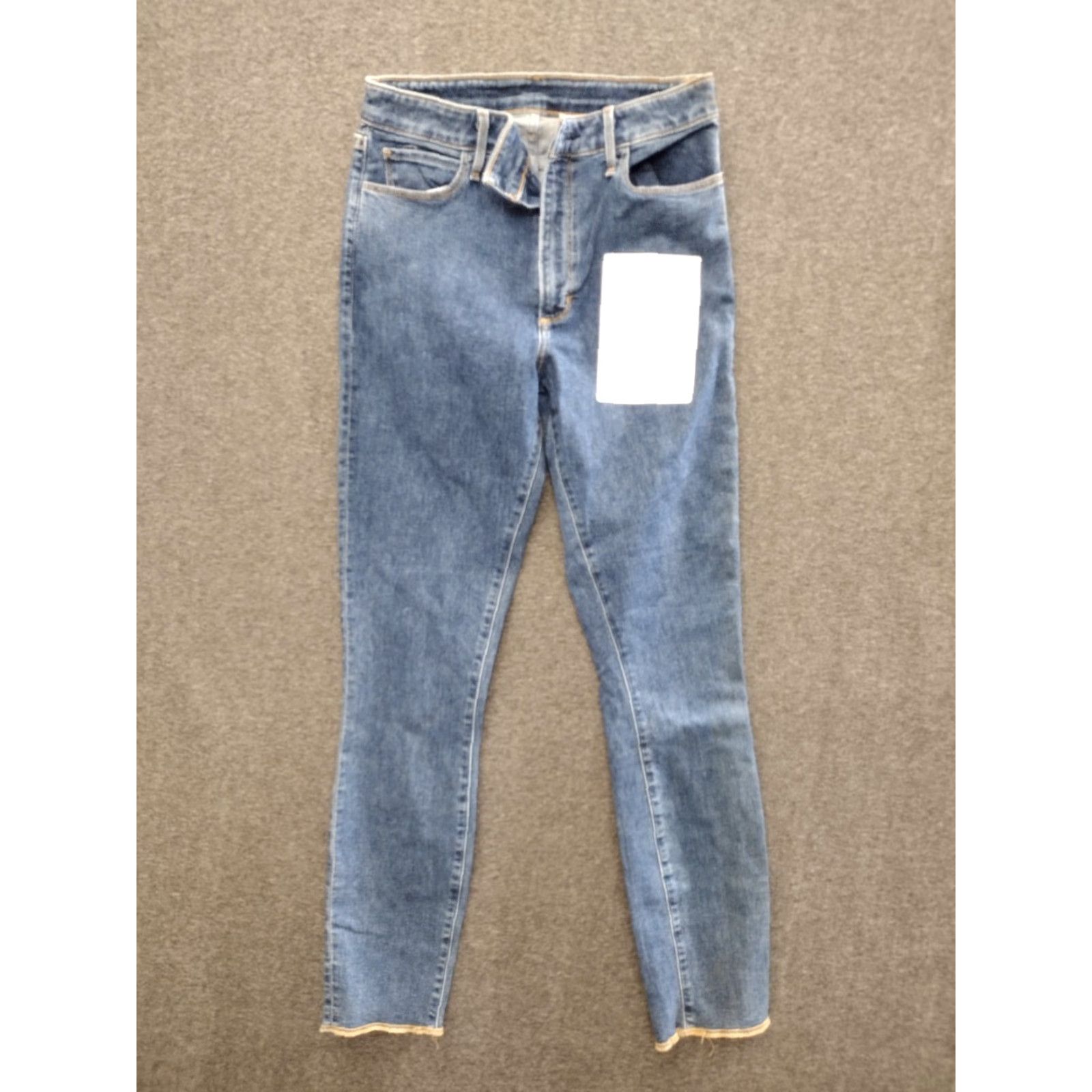 Denime Unbranded Men's Blue Denim Stretch Jeans Cropped Size 27 Long - Jeans - Men - Blue - 5-Pocket - Regular Fit - Zip Button - Cropped - Denim - 90s Theme Size US 27 - 2 Thumbnail