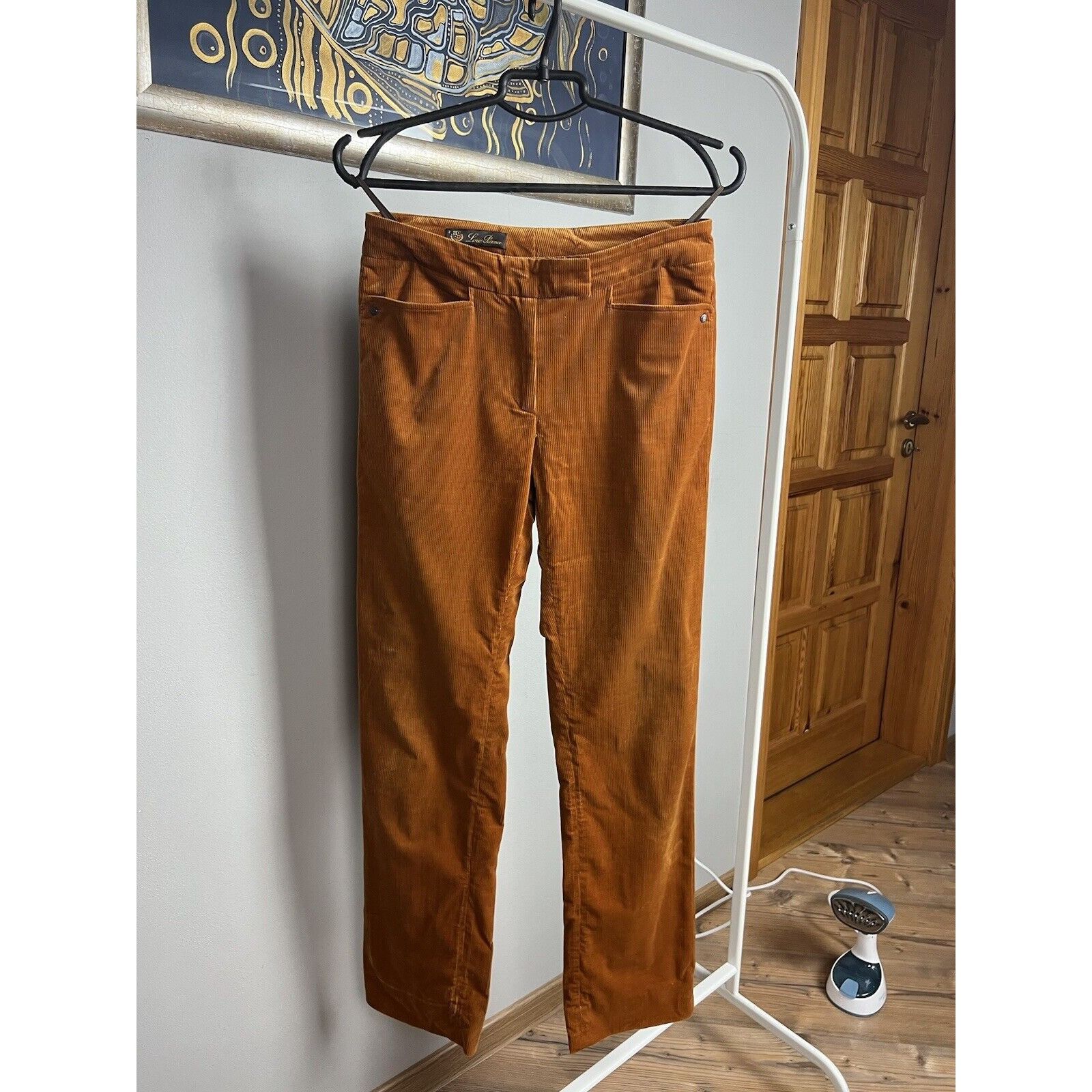 Loro Piana MINT! Loro Piana Orange Corduroy Women`s Straight Pants Size Size 27" / US 4 / IT 40 - 5 Thumbnail