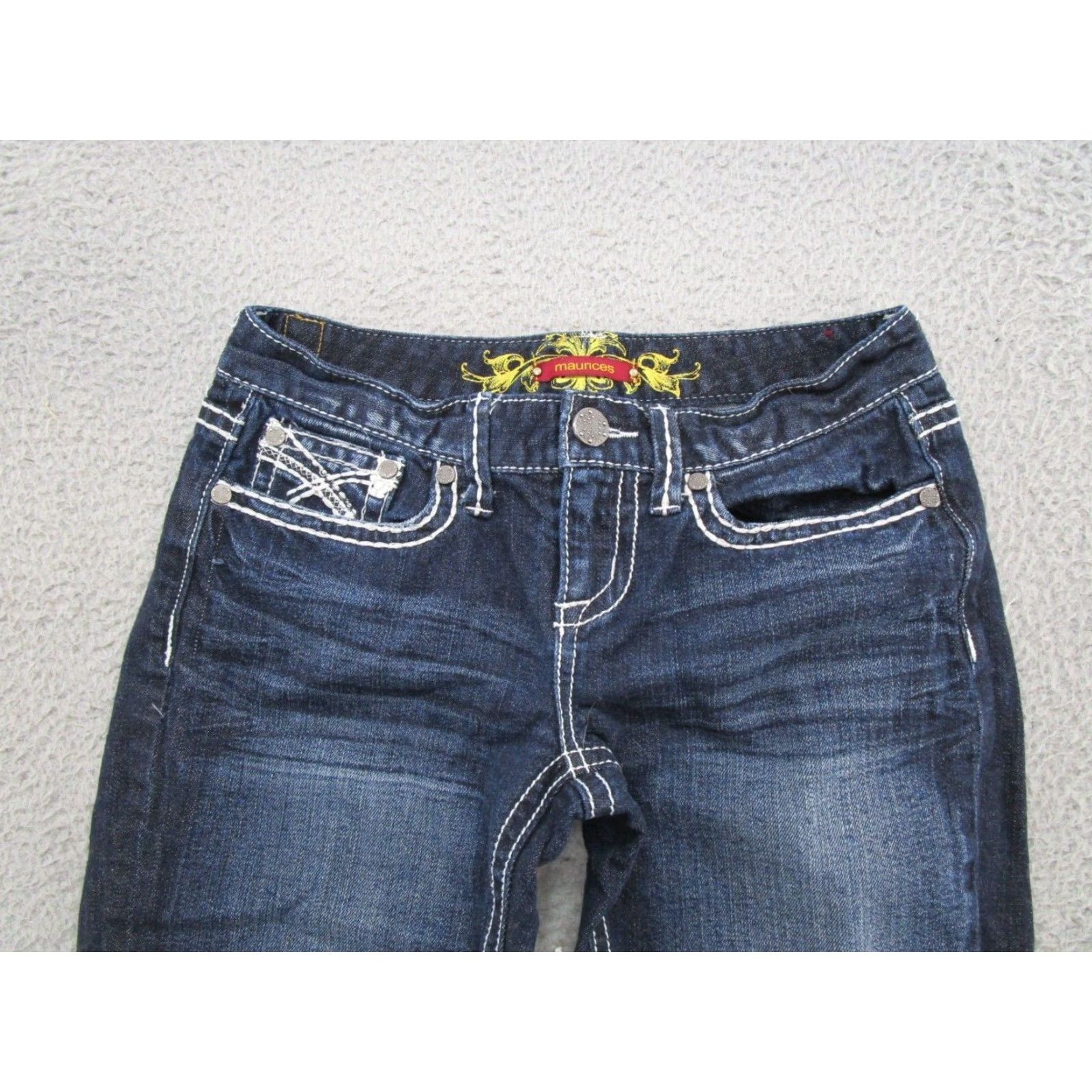 Vintage Maurices Y2K Women's Denim Capri Jeans Dark Wash Stretch Size 4 Blue Capri Jeans Womens Size 27" / US 4 / IT 40 - 2 Thumbnail