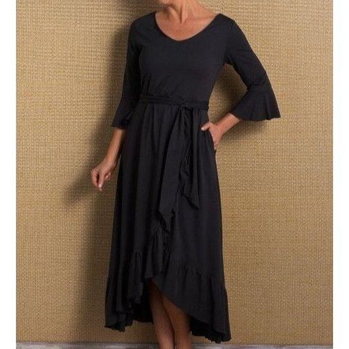 Soft Surroundings Soft Surroundings S Springtime Ruffles Black Dress V Neck St Size S / US 4 / IT 40 - 1 Thumbnail