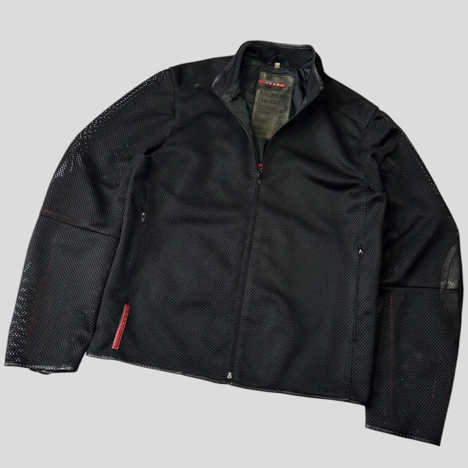Prada Prada Sport SS00 SAMPLE Mesh + Leather Moto Jacket - IT54 Size US L / EU 52-54 / 3 - 6 Thumbnail