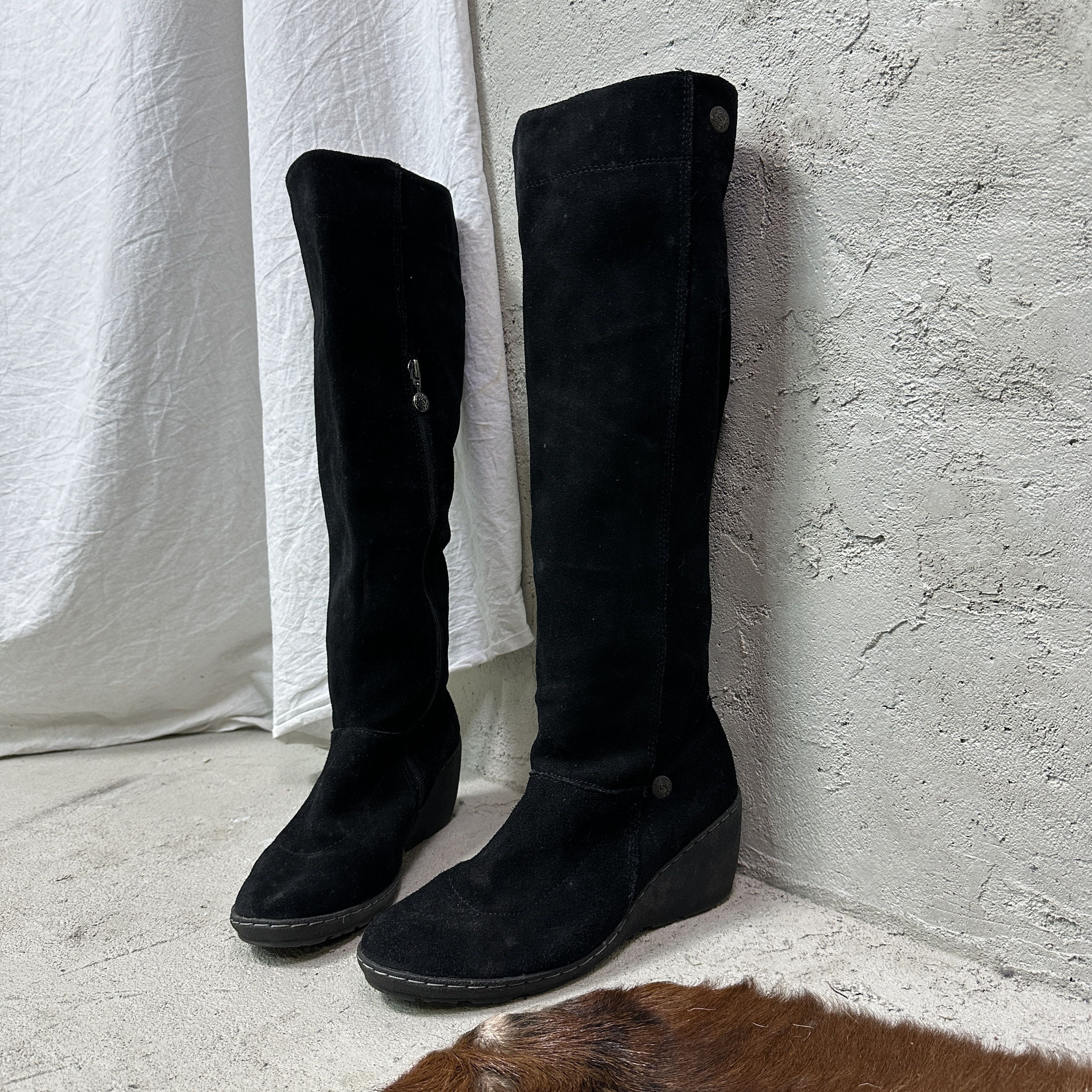 Vintage Vintage Leather Suede Knee High Wedge Platform Boots Y2K Size US 9 / IT 39 - 2 Thumbnail