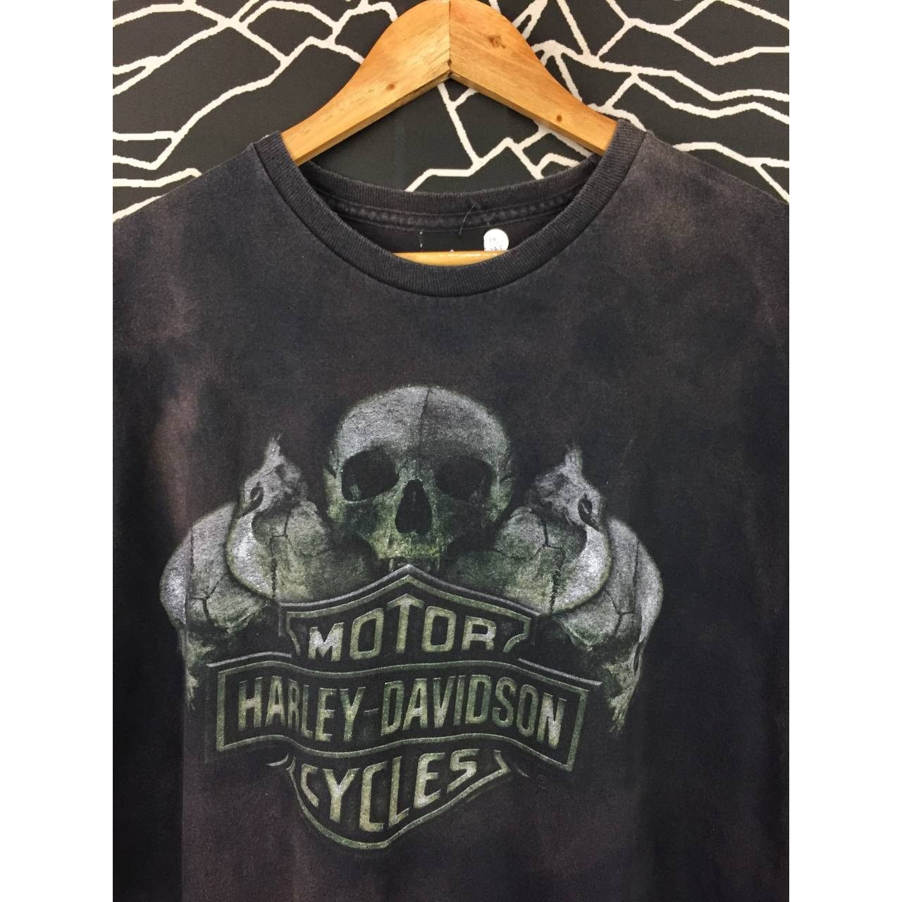 Harley Davidson × Vintage Vtg Harley Davidson Heartland Burlington Skull Graphic Tee Size US XL / EU 56 / 4 - 3 Thumbnail
