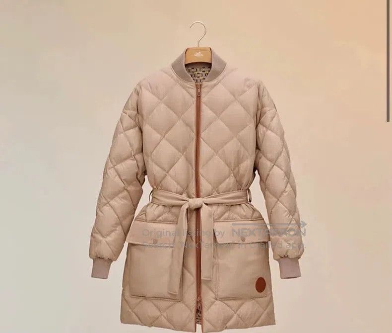 Hermes Hermes 21 Autumn/Winter Mid-length Beige Down Jacket Size XS / US 0-2 / IT 36-38 - 9 Thumbnail