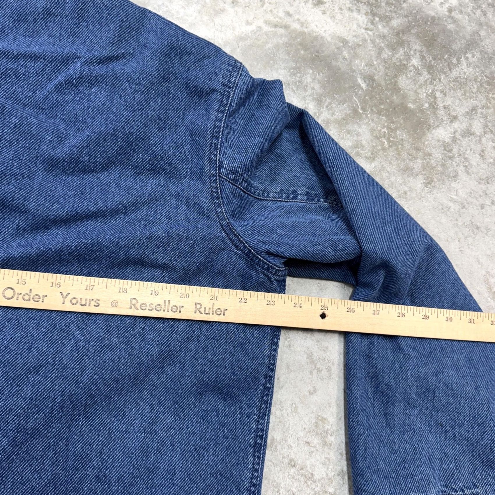 Liz Claiborne Liz Claiborne Jacket Womens Medium Denim Vintage Military Coat 90s Blue Solid Cotton Denim Lined Pockets Button Size M / US 6-8 / IT 42-44 - 5 Thumbnail
