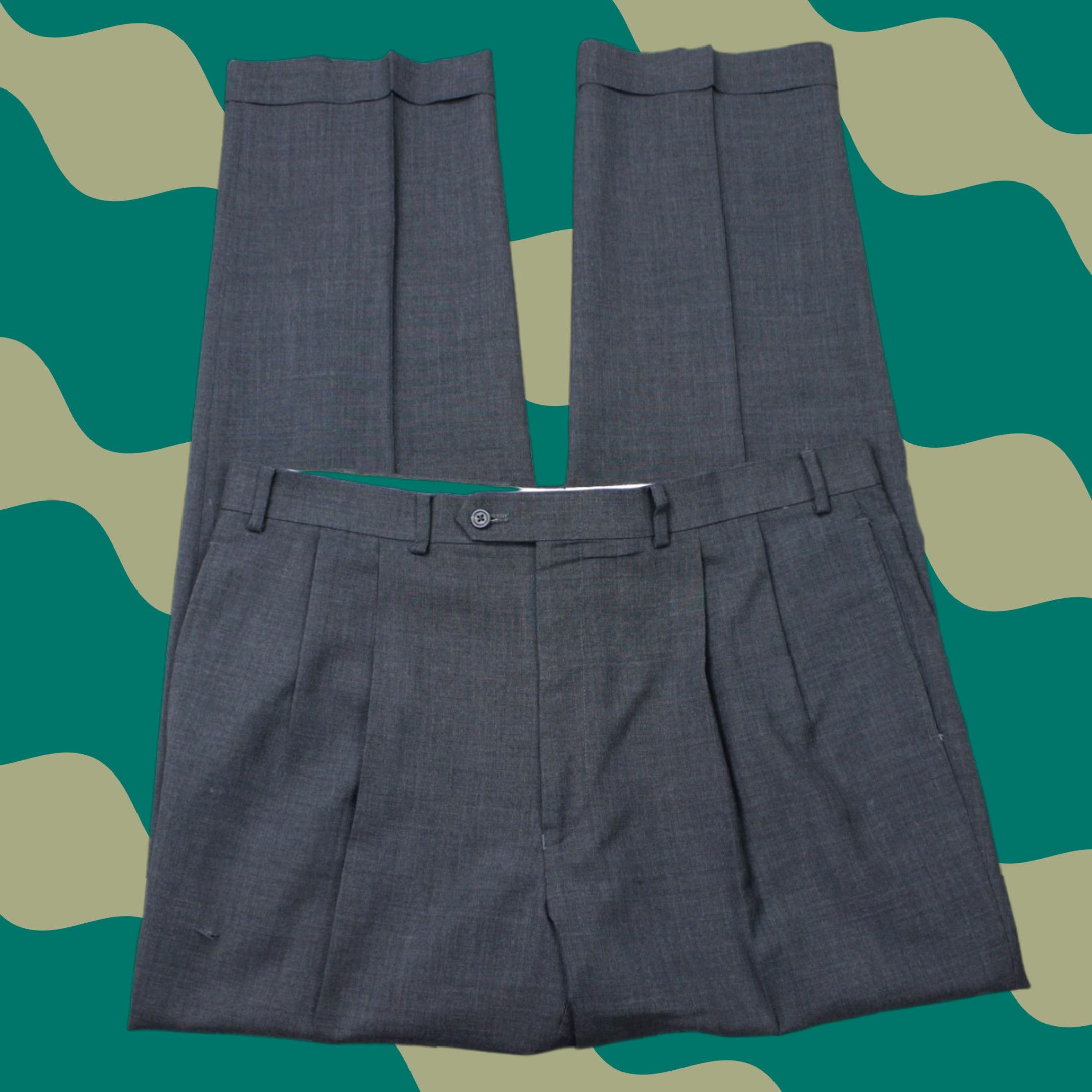 Ralph Lauren LAUREN Ralph Lauren Pants Mens 38x34 Gray 100% Wool Pleated Regular Size US 38 / EU 54 - 1 Thumbnail