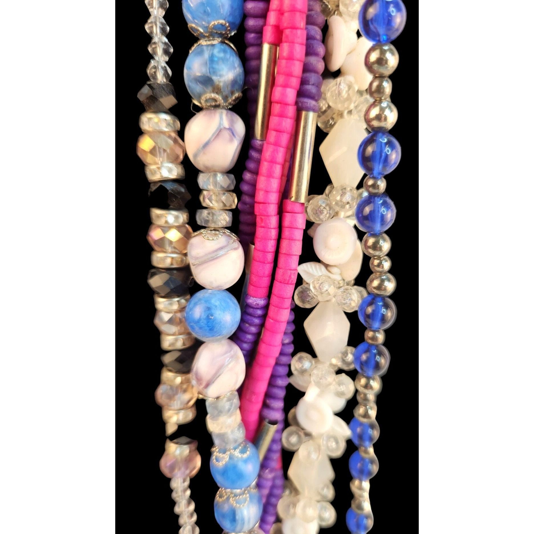 Other Multicolor Beaded Necklace Set With Rosary Cross & Stretch B Size ONE SIZE - 3 Thumbnail