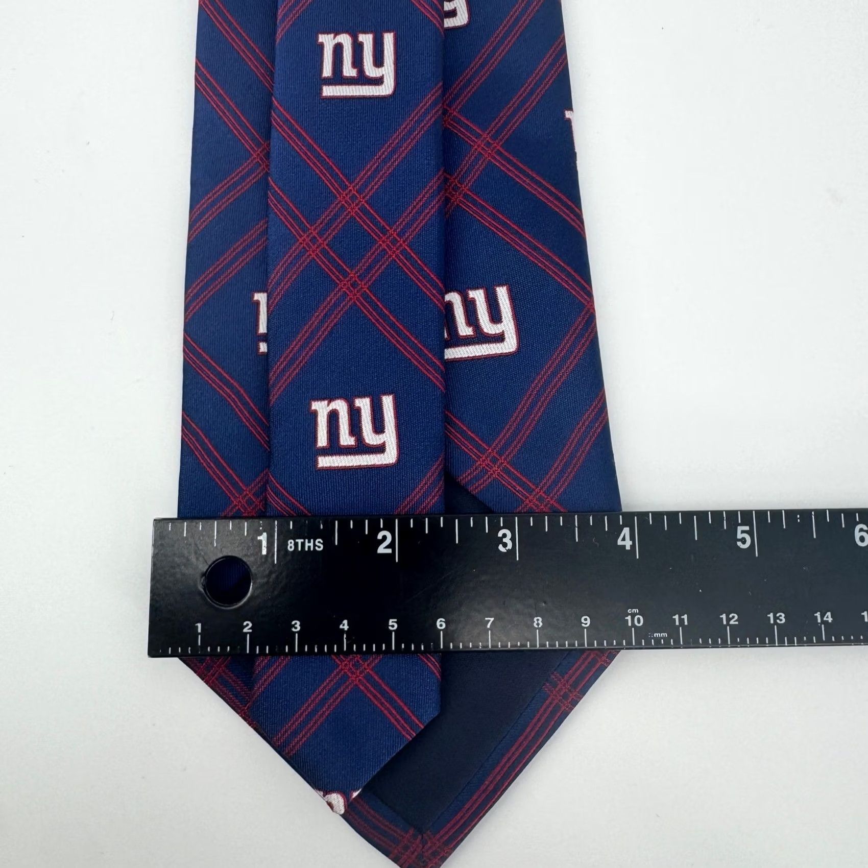 NFL New York Giants NFL Navy Blue Red Plaid Silk Necktie Size ONE SIZE - 5 Thumbnail