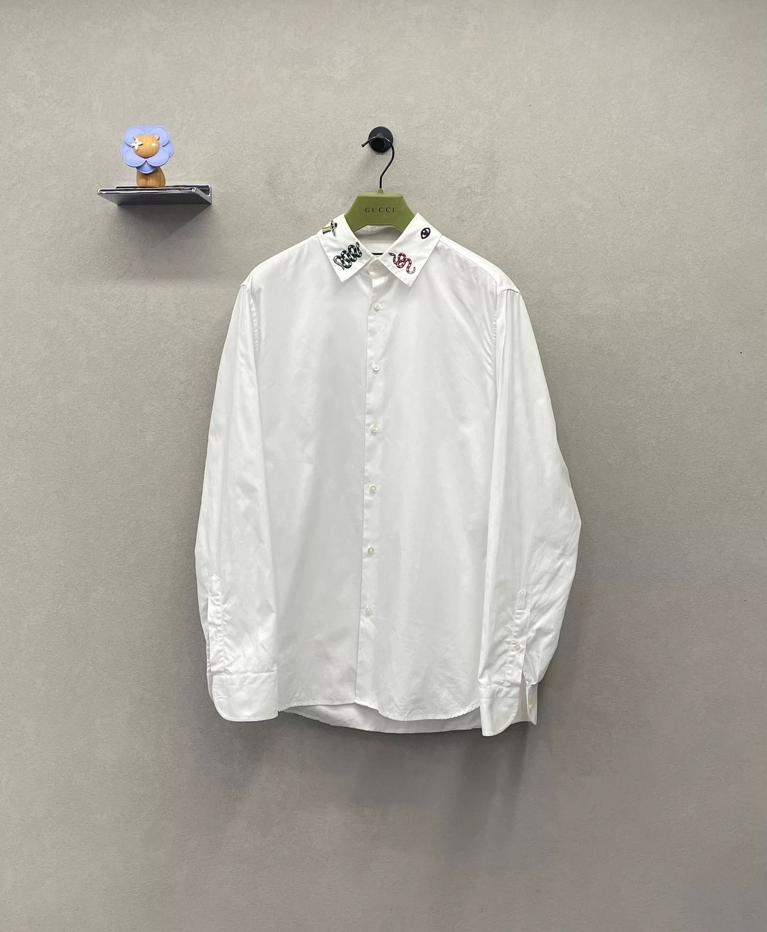 Gucci White Embroidered Collar Long Sleeve Button-Up Shirt Size US XL / EU 56 / 4 - 1 Thumbnail