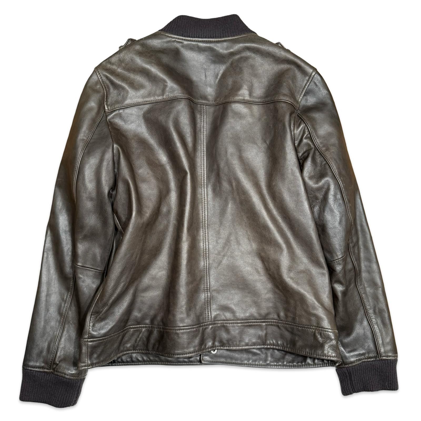 Guess GUESS Men's Brown Leather Bomber Jacket Size US XL / EU 56 / 4 - 2 Thumbnail
