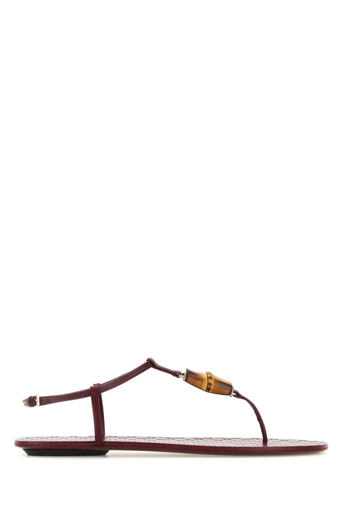 Gucci Burgundy Leather Thong Sandals, Women's (Size 8)