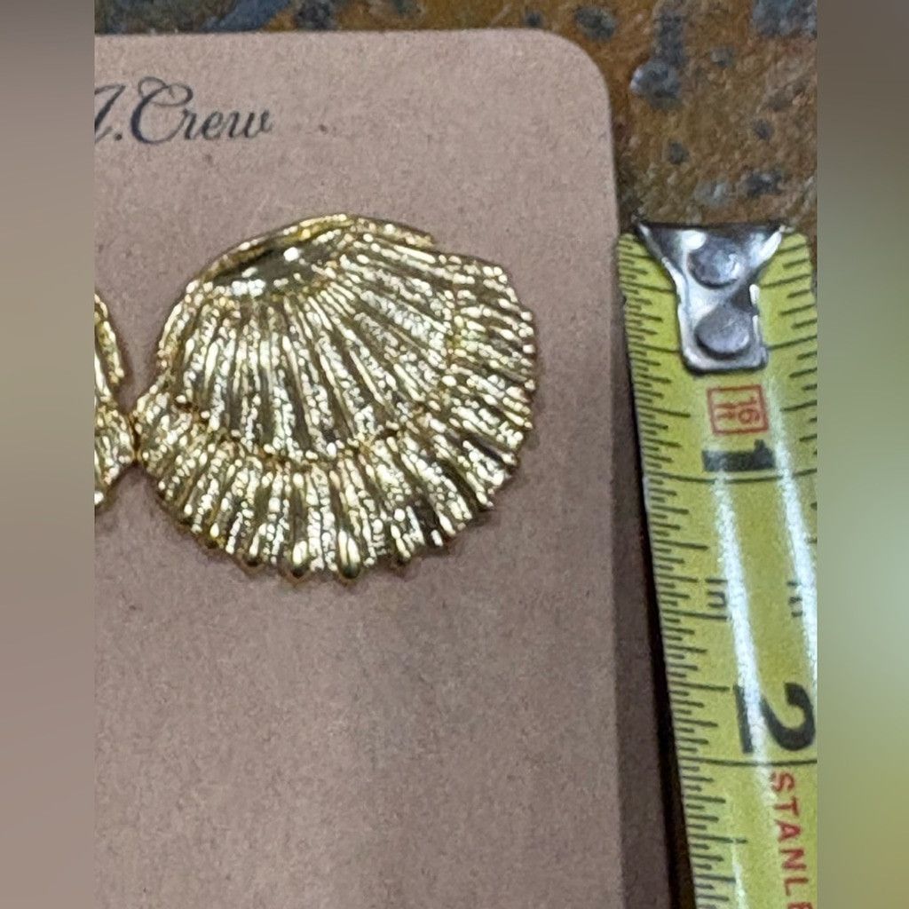 J.Crew J.Crew Gold Seashell Statement Stud Earrings – NWOT Size ONE SIZE - 3 Thumbnail