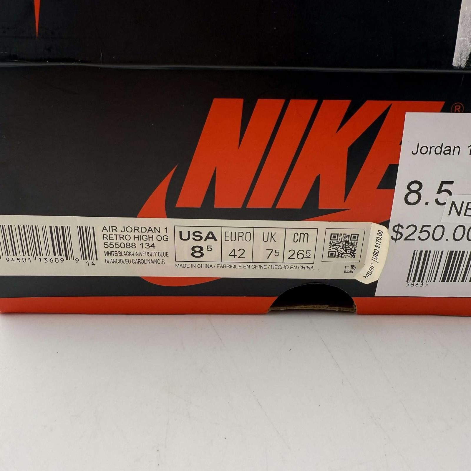 Nike Nike Air Jordan 1 Retro High OG University Blue 8.5 New Size US 8.5 / EU 41-42 - 9 Thumbnail