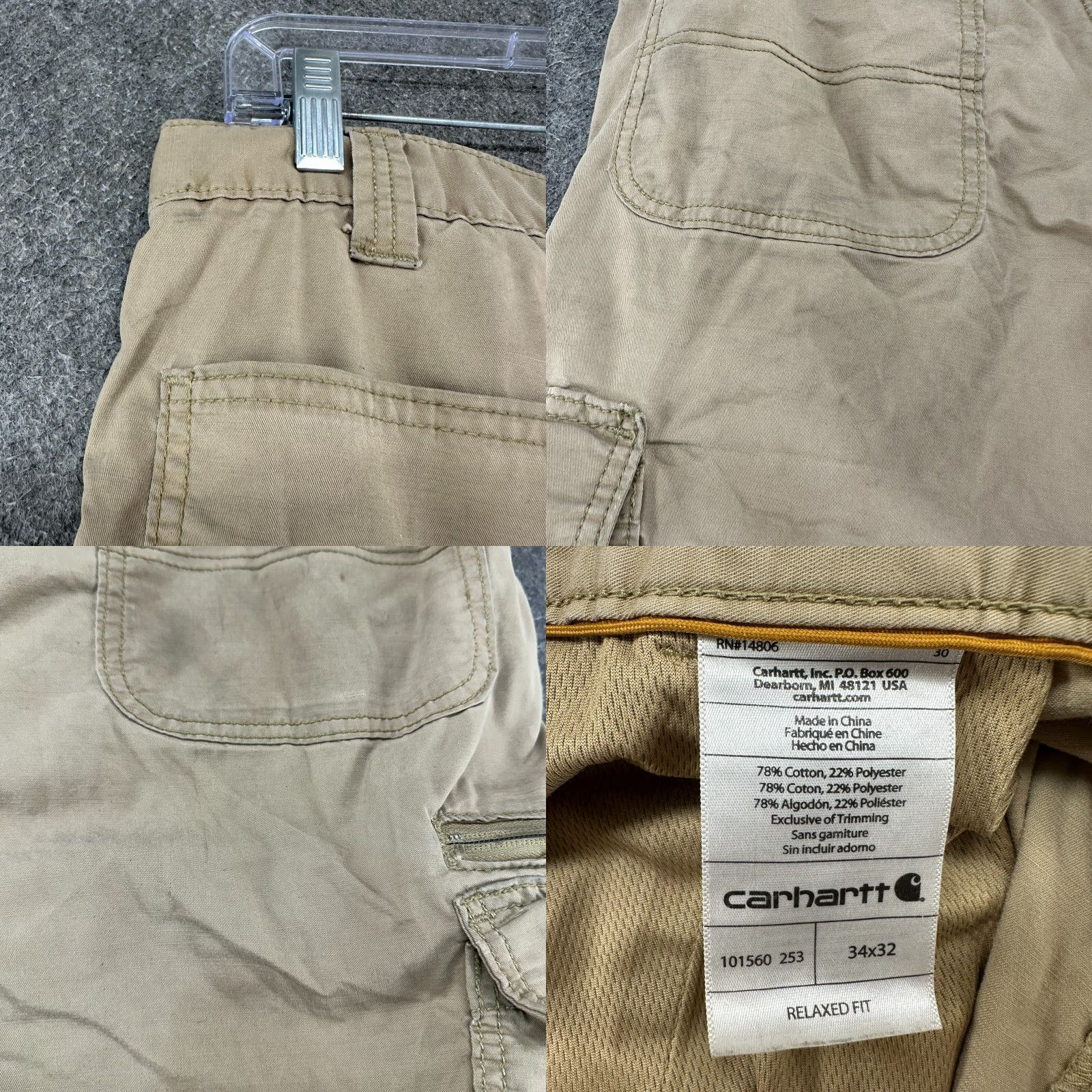 Carhartt Carhartt Mens Pants 34x32 Beige Cargo Relaxed Fit Cotton Nylon Workwear Force Size US 34 / EU 50 - 9 Thumbnail