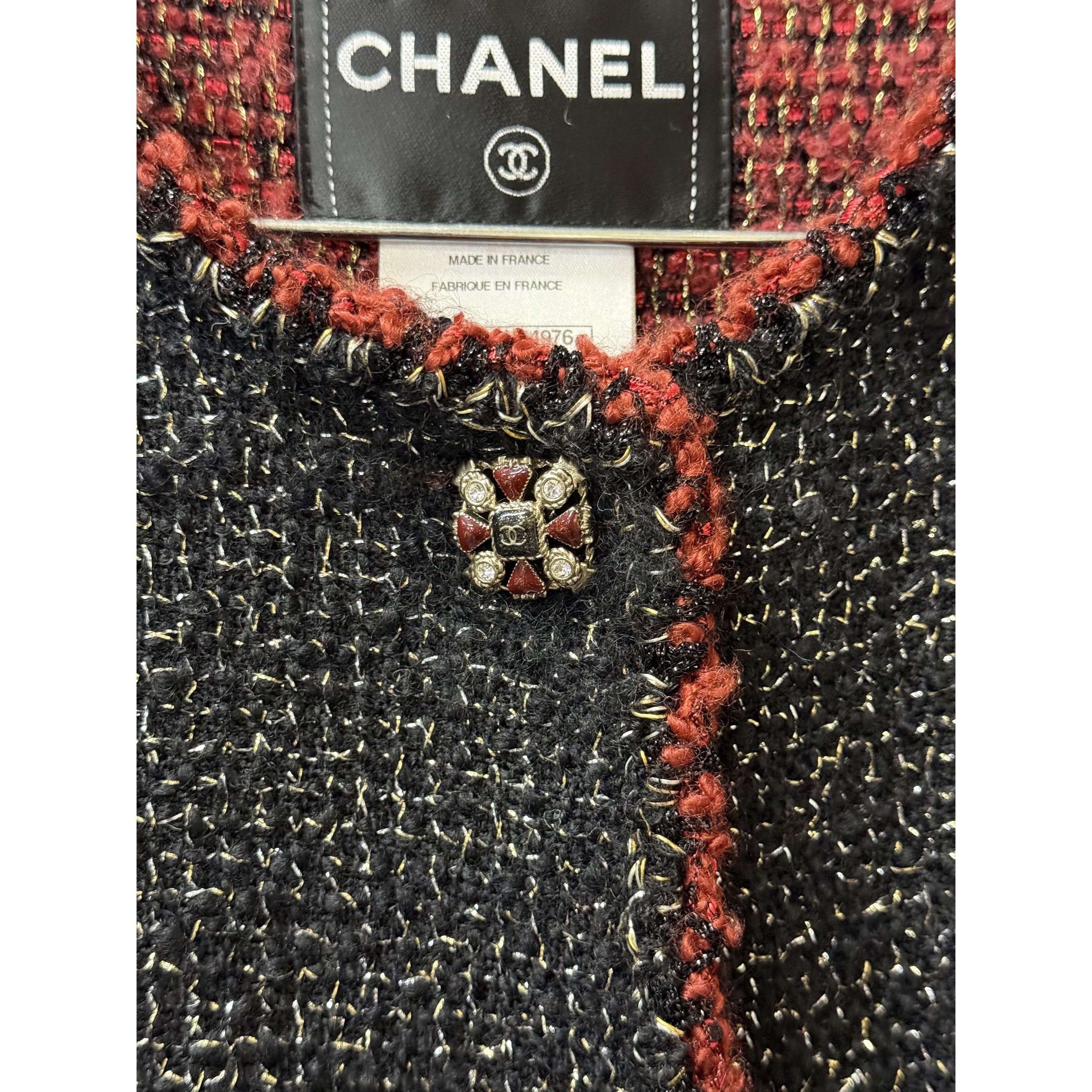 Chanel Chanel Womens Tweed Cape Jacket Black/Red Trim Wool Blend Si Size XS / US 0-2 / IT 36-38 - 9 Thumbnail