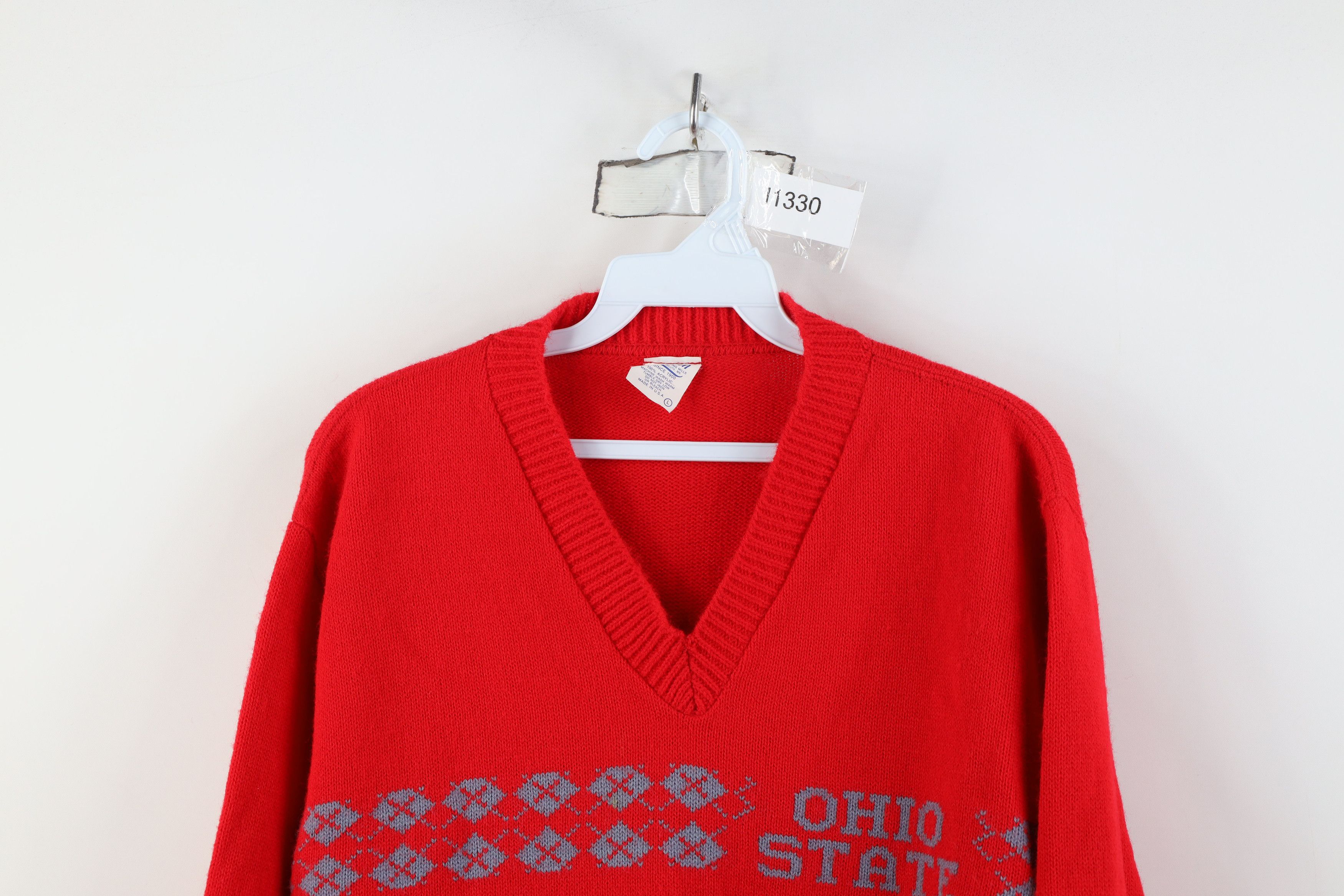 Vintage Vintage 70s 80s Ohio State University V-Neck Sweater USA Size L / US 10 / IT 46 - 2 Thumbnail