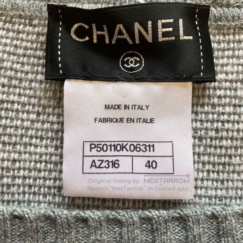 Chanel Chanel Gray lion inlaid cashmere round-neck long-sleeved k Size S / US 4 / IT 40 - 6 Thumbnail