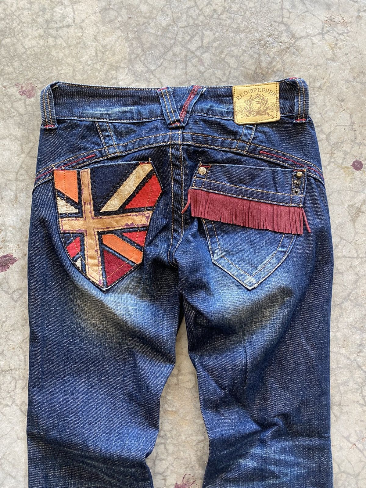 Japanese Brand Flare Jeans Red Pepper Faded Stretch Low Rise Boot Cut 6🟦8 Size US 28 / EU 44 - 10 Thumbnail
