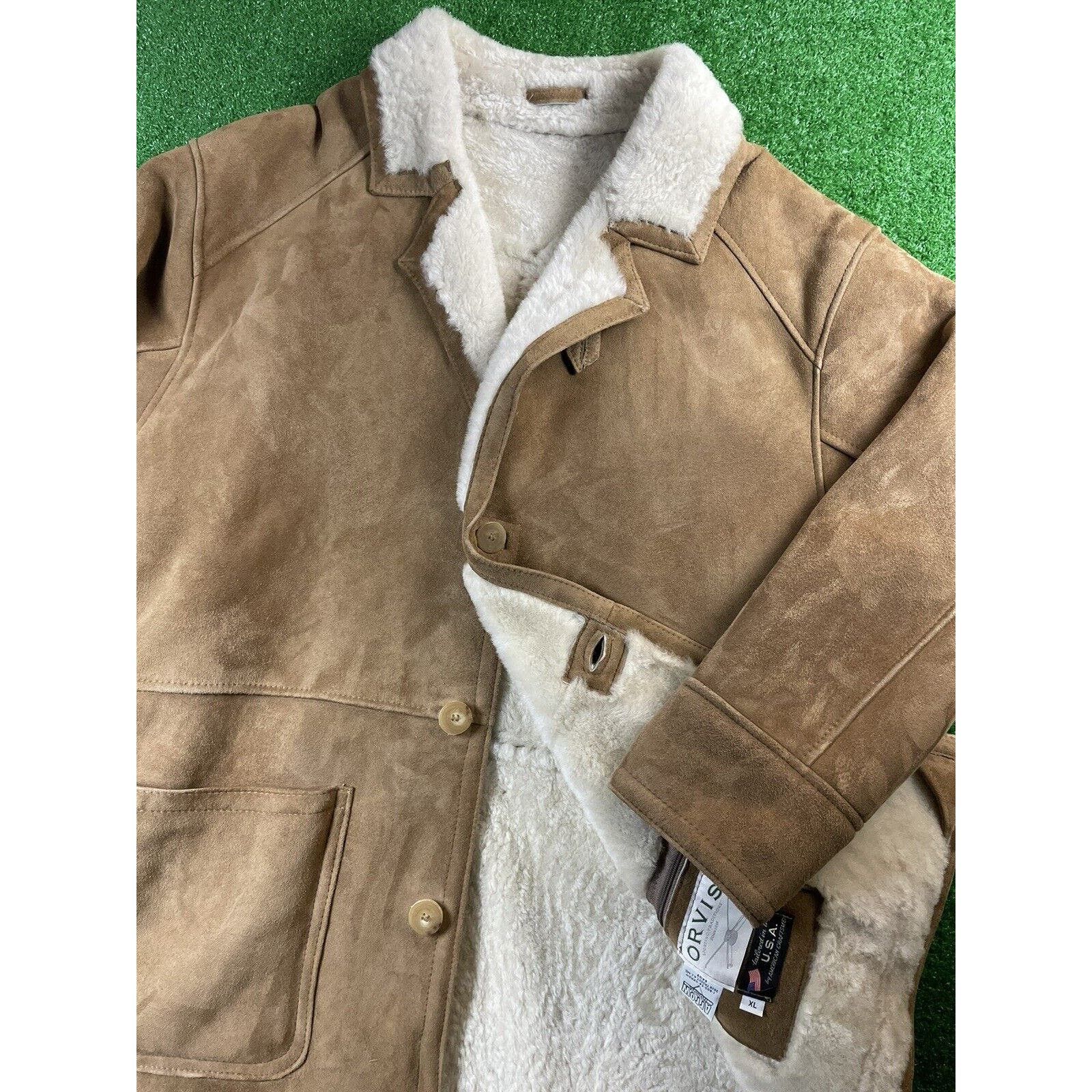 image of Vintage 80's Orvis Shearling Sheep Leather XL Coat Jacket Usa in Beige, Men's