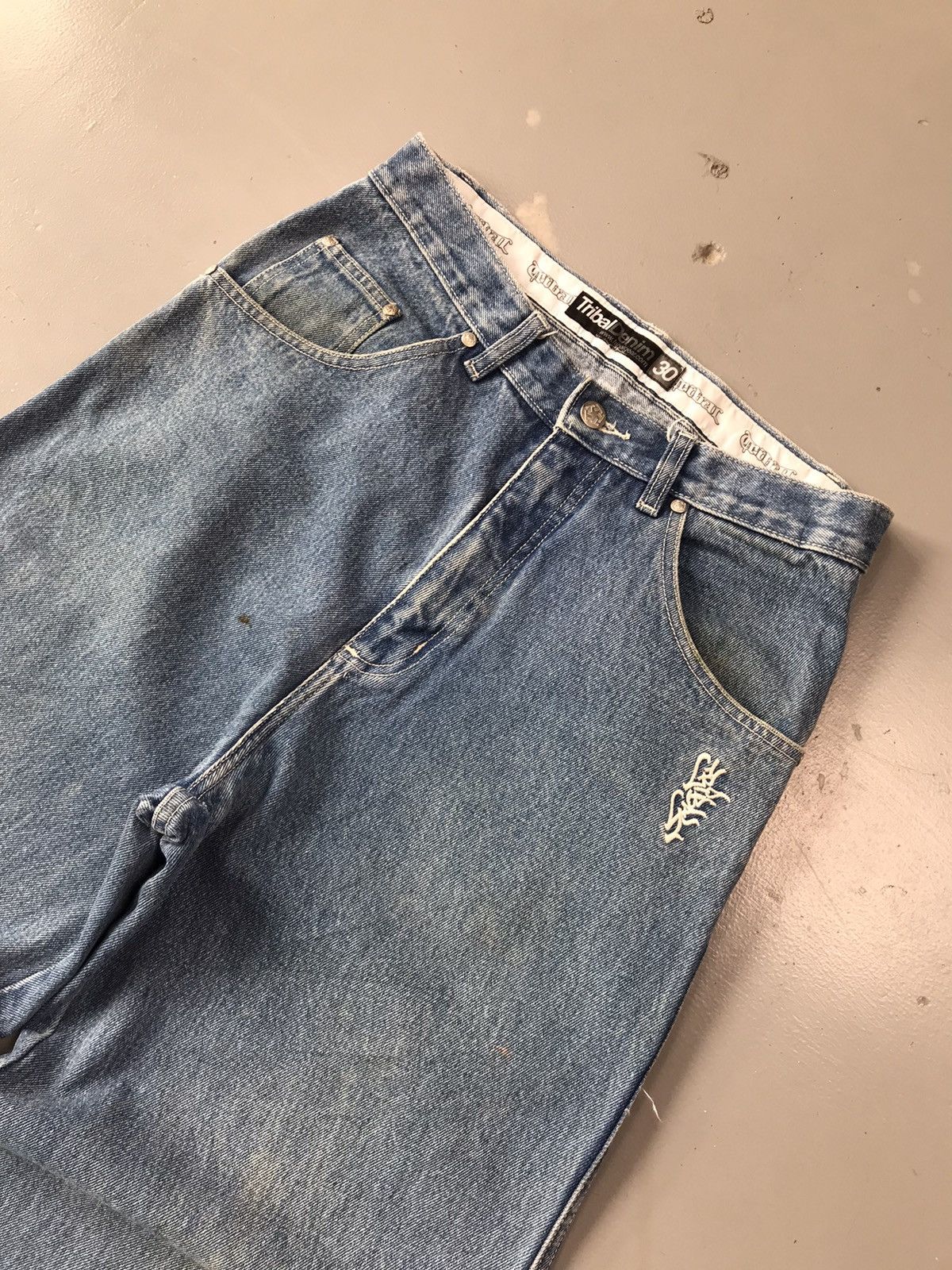 Southpole × Tribal Streetwear × Vintage Vintage Tribal denim SpellOut embroidered Y2K Size US 31 - 4 Thumbnail
