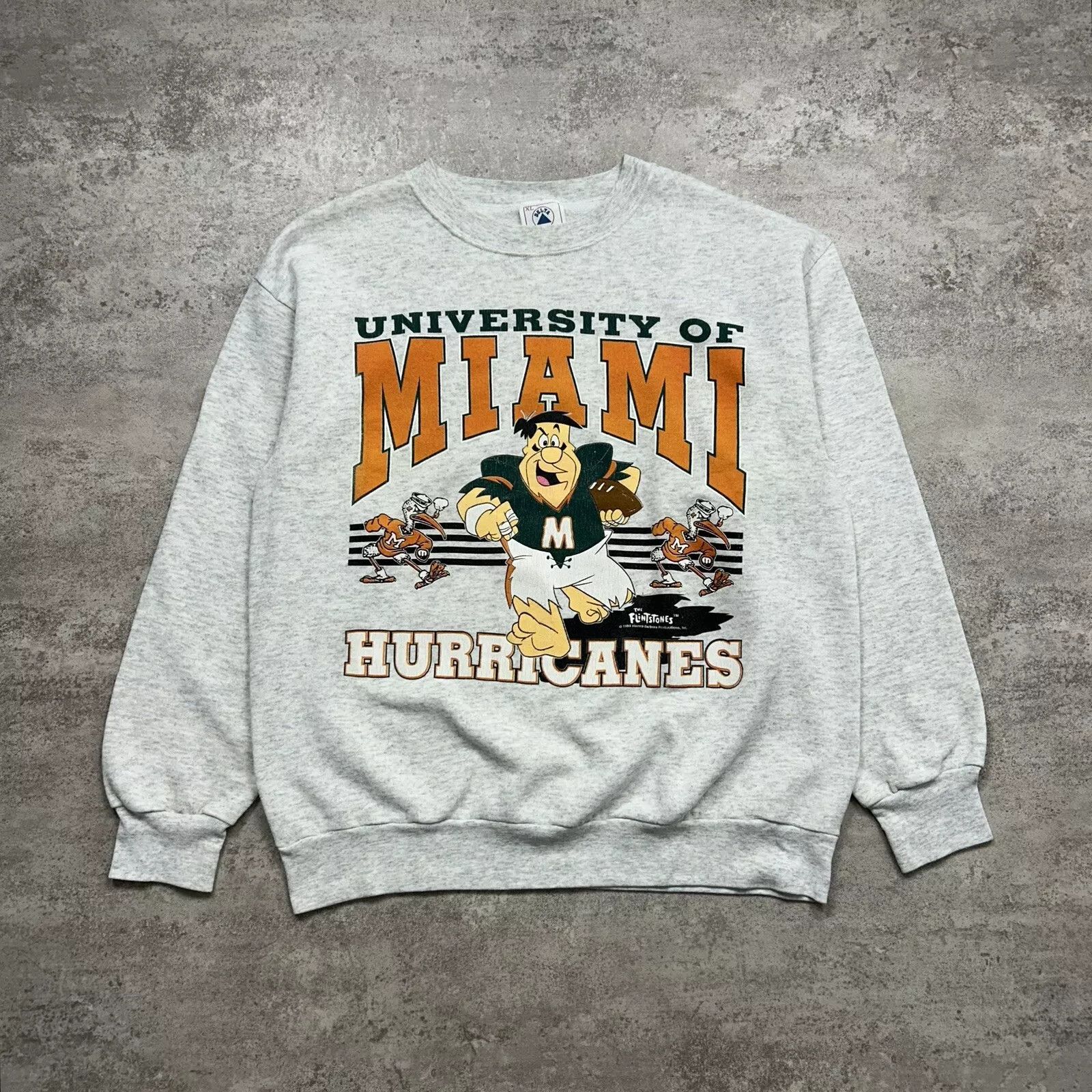 NCAA × Vintage MIAMI HURRICANES x THE FLINTSTONES 1993 SWEATSHIRT DELTA Size US XL / EU 56 / 4 - 1 Thumbnail