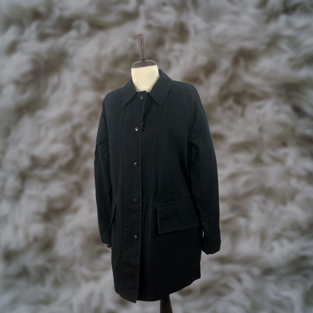 Margaret Howell Margaret Howell Coat Trench Cotton Women's L Black Regular Size Mid-Length Button Front Snap Front Pocket Coat Size L / US 10 / IT 46 - 1 Thumbnail