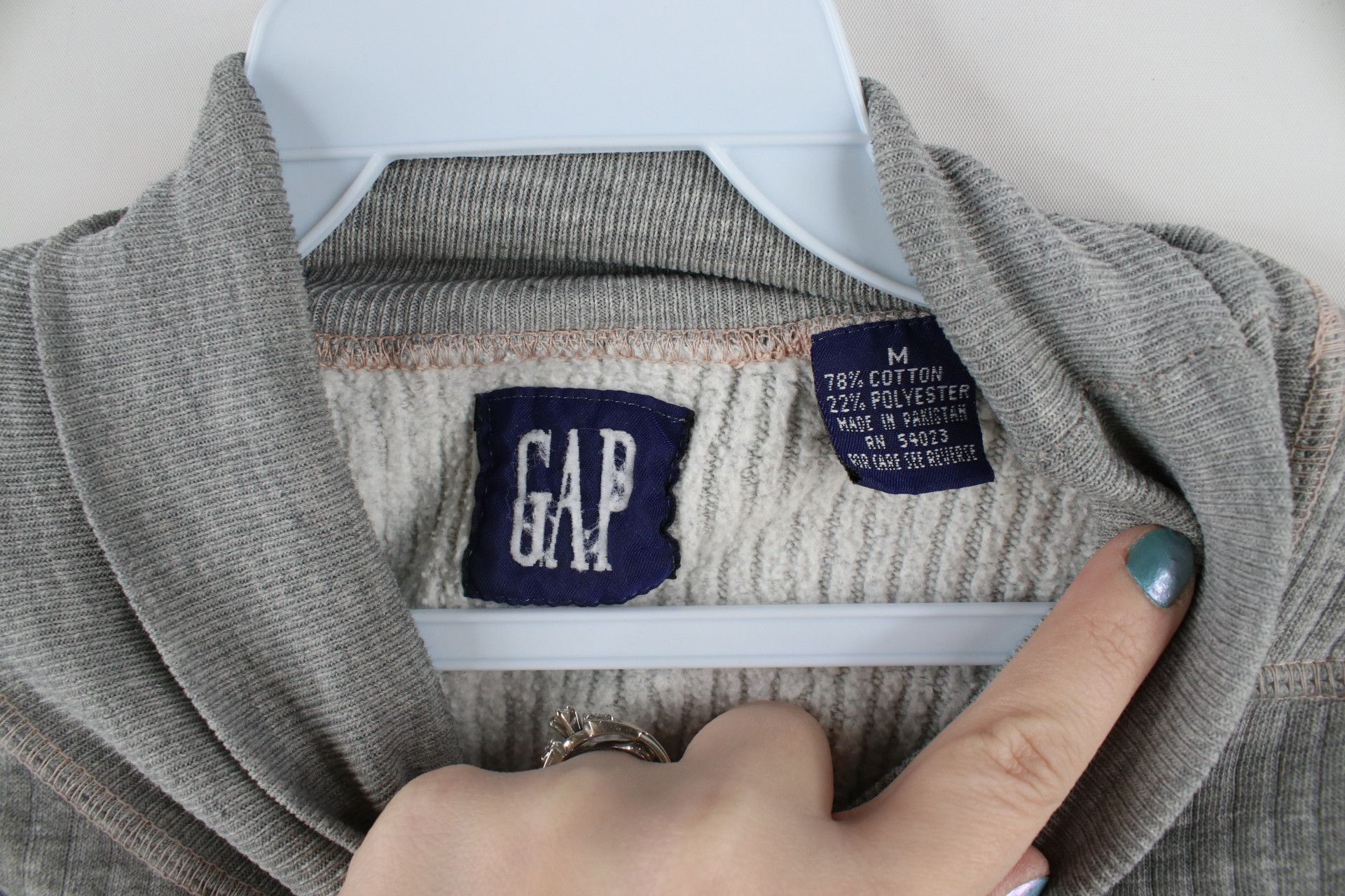 Gap Vintage 90s Gap Blank Ribbed Knit Turtleneck Sweatshirt Gray Size US M / EU 48-50 / 2 - 11 Thumbnail