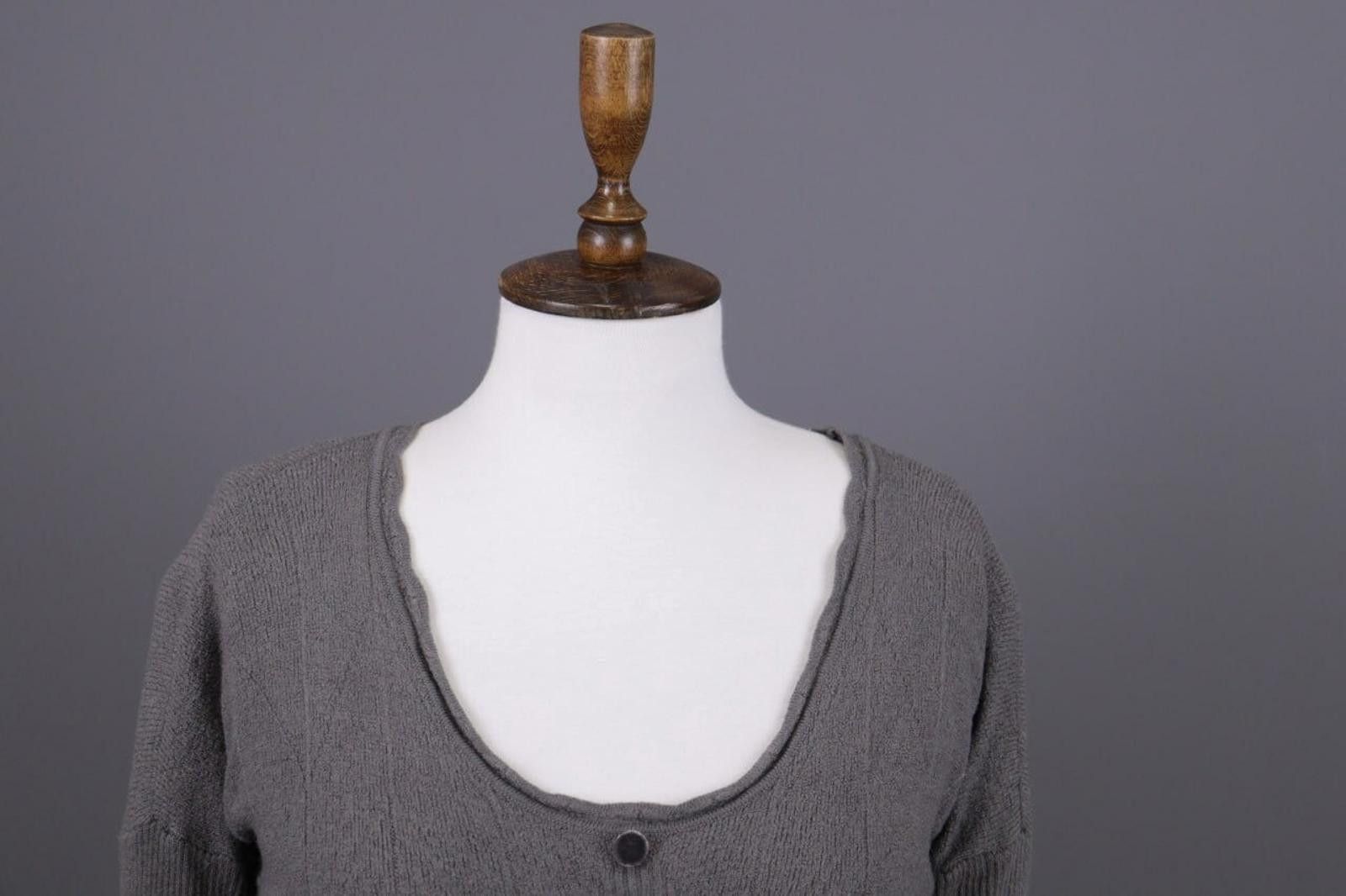 Designer High Use Gray Relaxed Wool Asymmetrica Blouse Top Size S Size S / US 4 / IT 40 - 2 Thumbnail