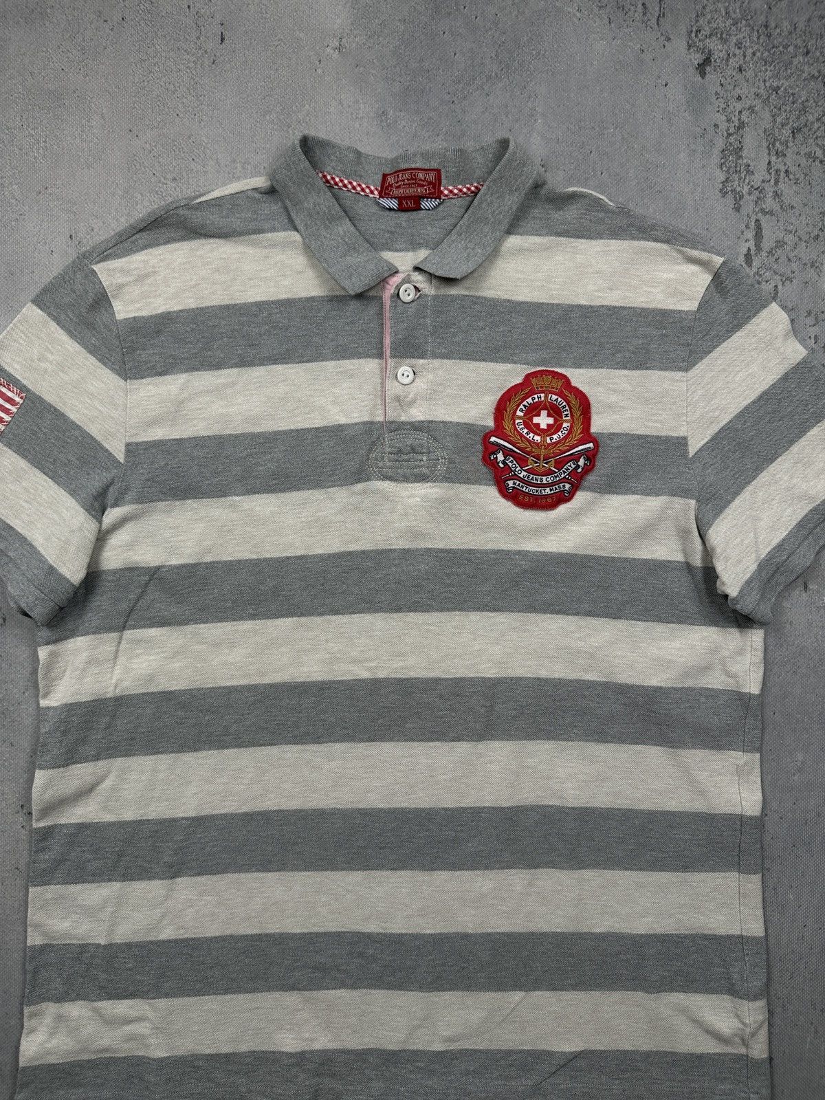 Polo Ralph Lauren Polo Jeans Company Ralph Lauren Striped Polo Crest Patch 90s Size US XL / EU 56 / 4 - 10 Thumbnail