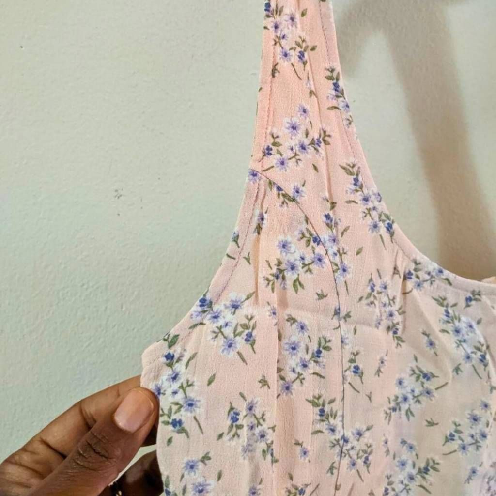 American Eagle Outfitters American Eagle XS Floral Sleeveless Mini Dress Pink Smocked Size XS / US 0-2 / IT 36-38 - 6 Thumbnail