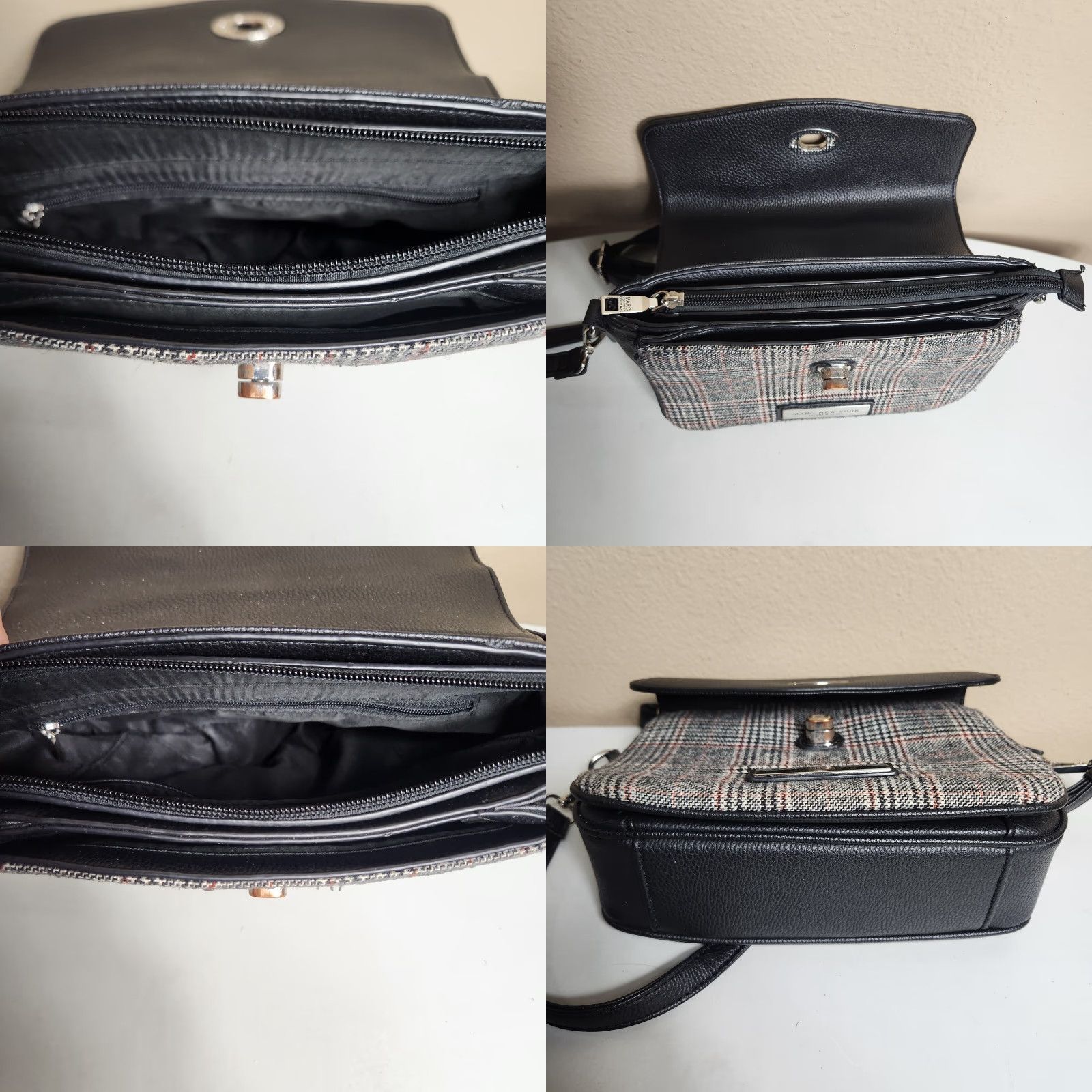 Vintage **Pebbled Black Marc New York Plaid Faux Leather Women's Shoulder Bag** User: **Black Marc New York Plaid Pebbled Faux Leather Women's Shoulder Bag** Size ONE SIZE - 8 Thumbnail
