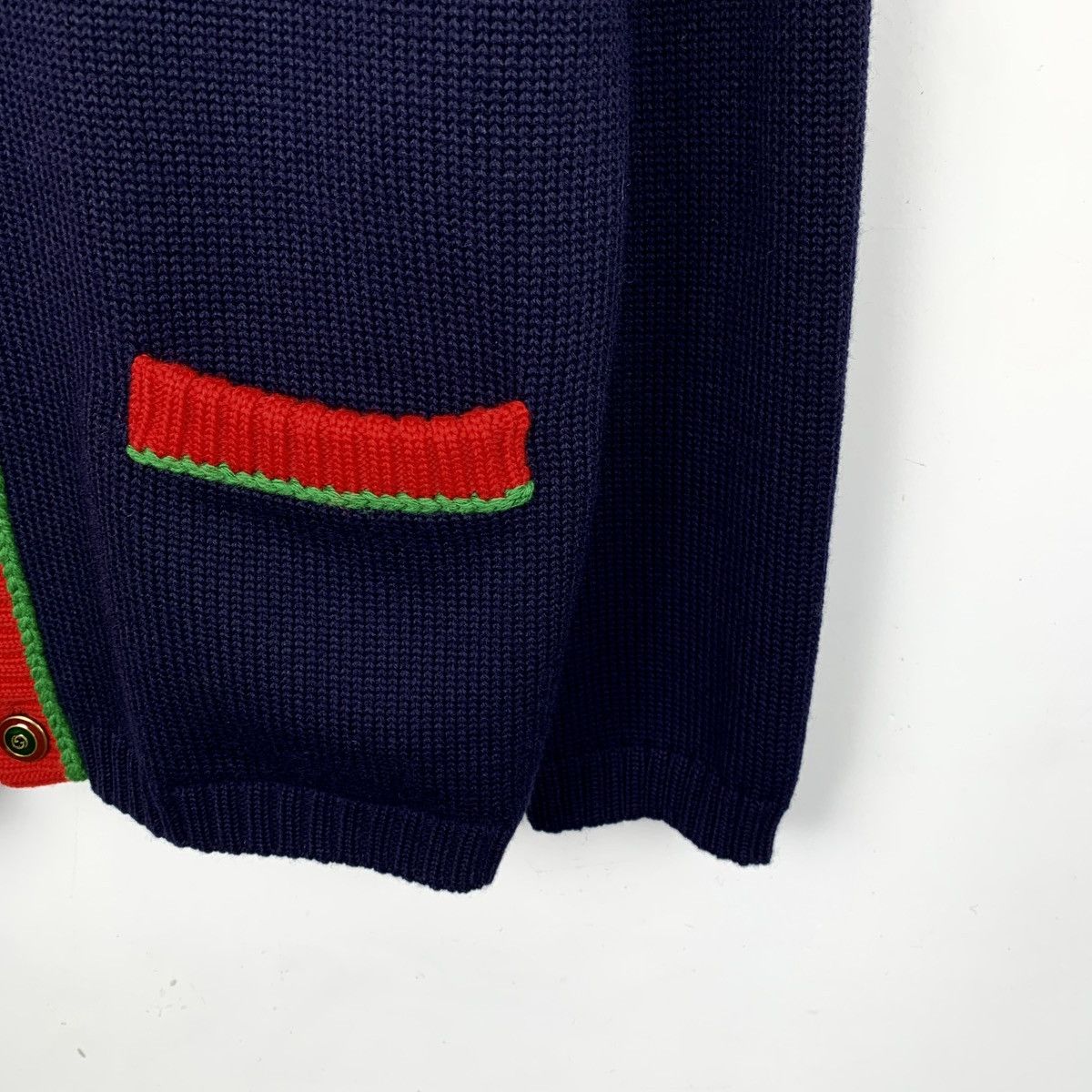 Gucci Gucci Dark Blue V-neck Wool Long Sleeve Knit Cardigan K26WX Size XL / US 12-14 / IT 48-50 - 4 Thumbnail