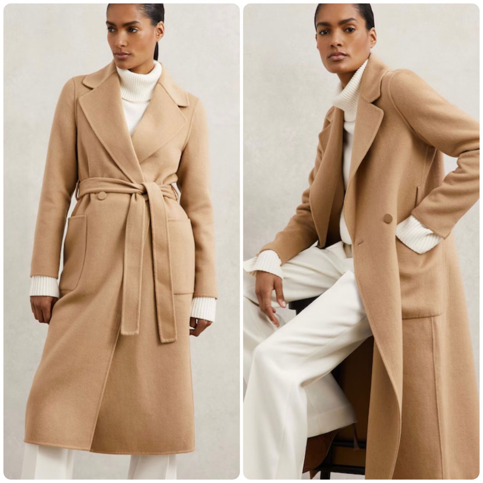 Reiss Reiss Lucia Double-Breasted Wool-Blend Coat in Camel Size XL / US 12-14 / IT 48-50 - 1 Thumbnail