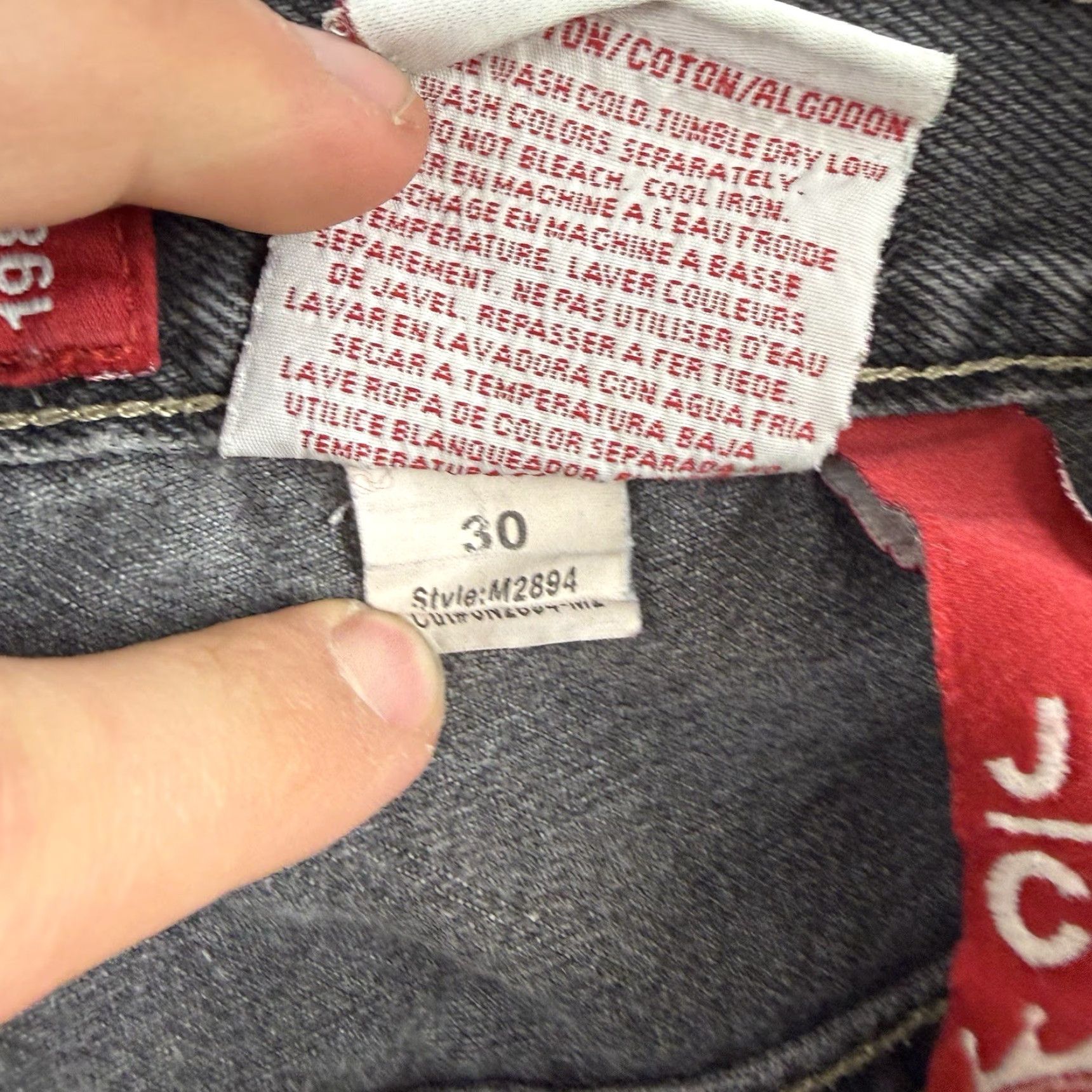 JNCO VINTAGE JNCO DenIM Short Jeans Baggy Wide Leg Gray Carpenter Bulldog 90s Grunge Mens 30 Black Denim 5-Pocket Baggy Style Size US 30 / EU 46 - 6 Thumbnail