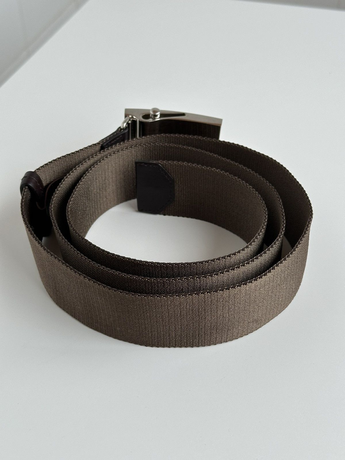 Prada Prada Logo Metal Silver Buckle Nylon / Leather Belt Size ONE SIZE - 11 Thumbnail
